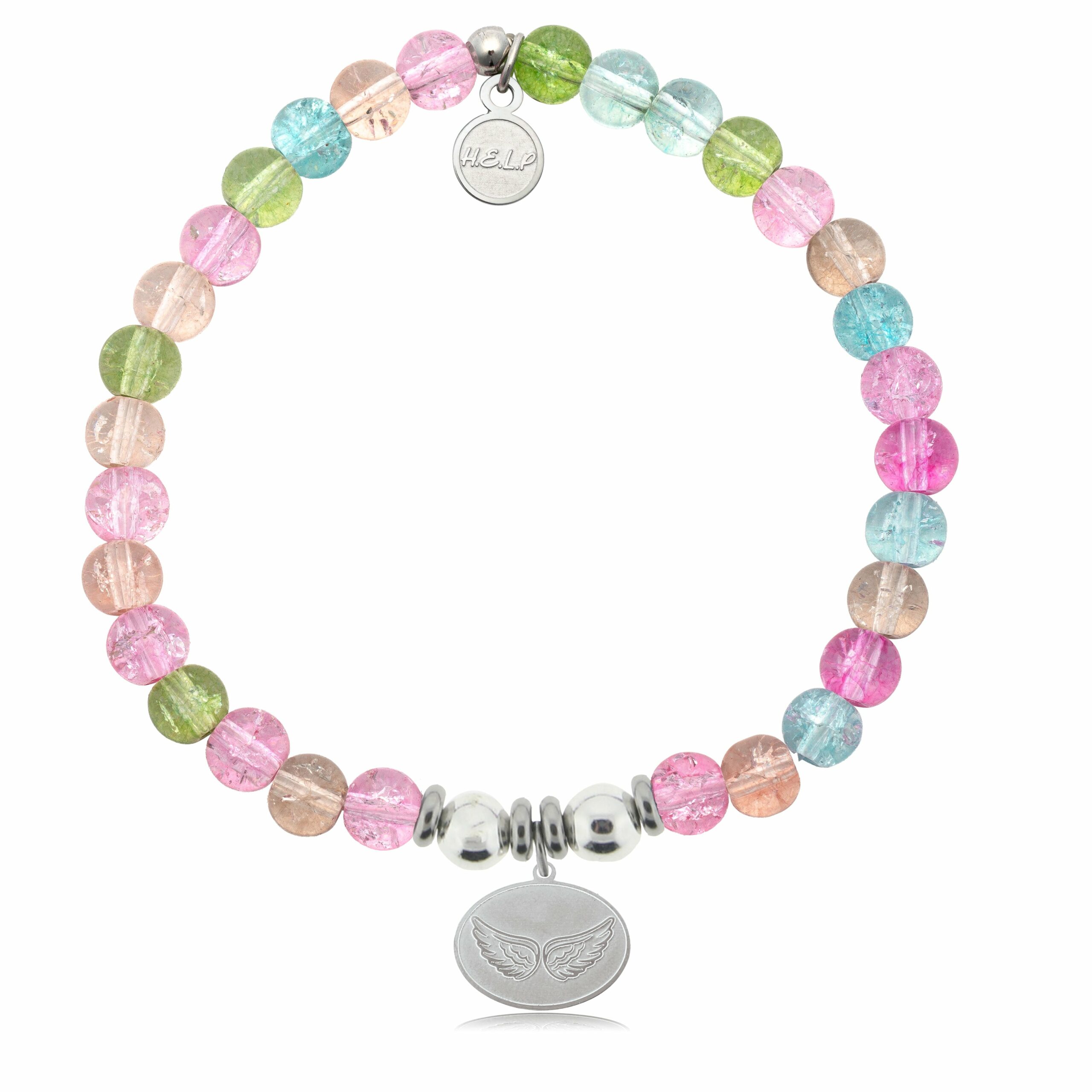 Angel Wings Charm with Kaleidoscope Crystal Charity Bracelet