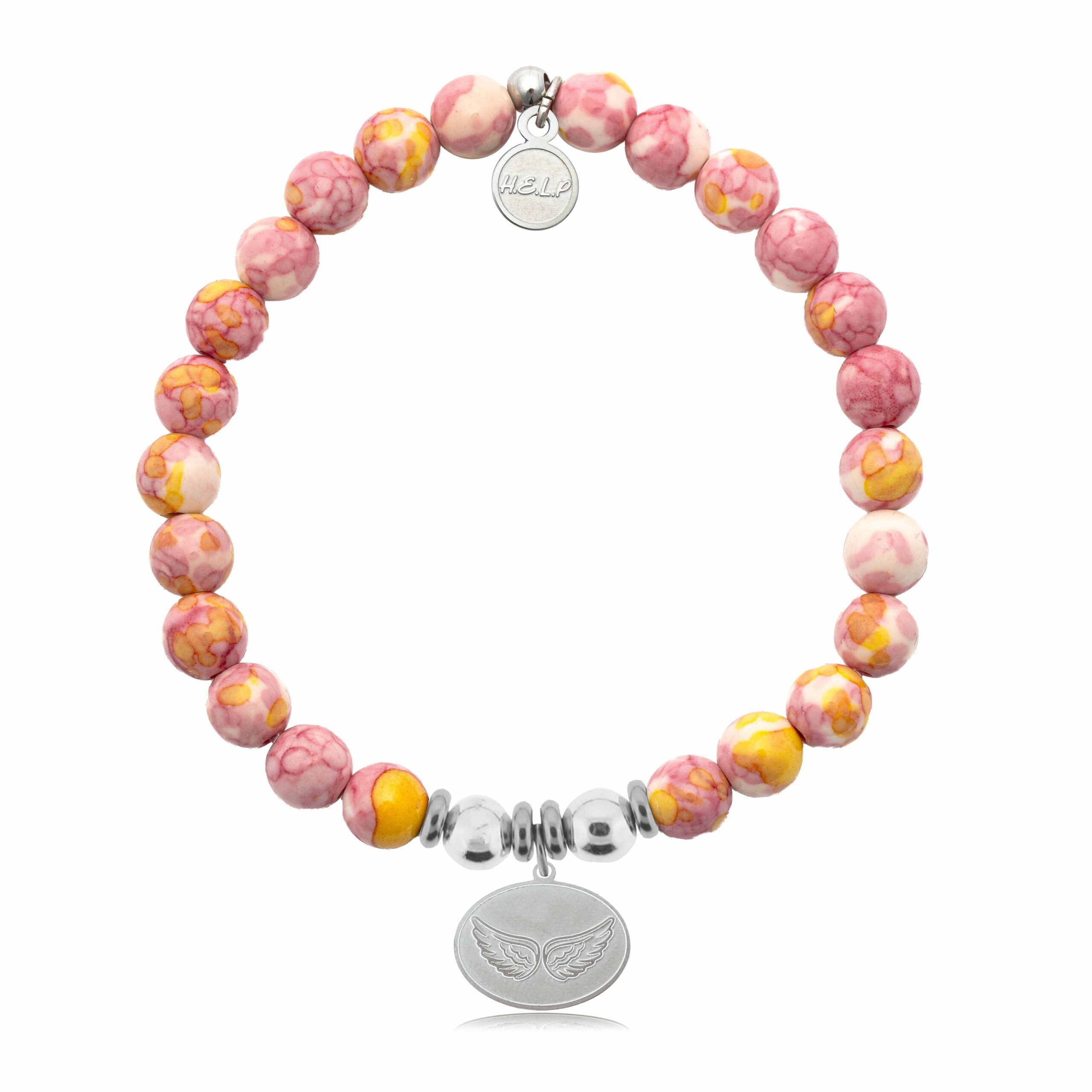 Angel Wings Charm with Lemonade Jade Charity Bracelet