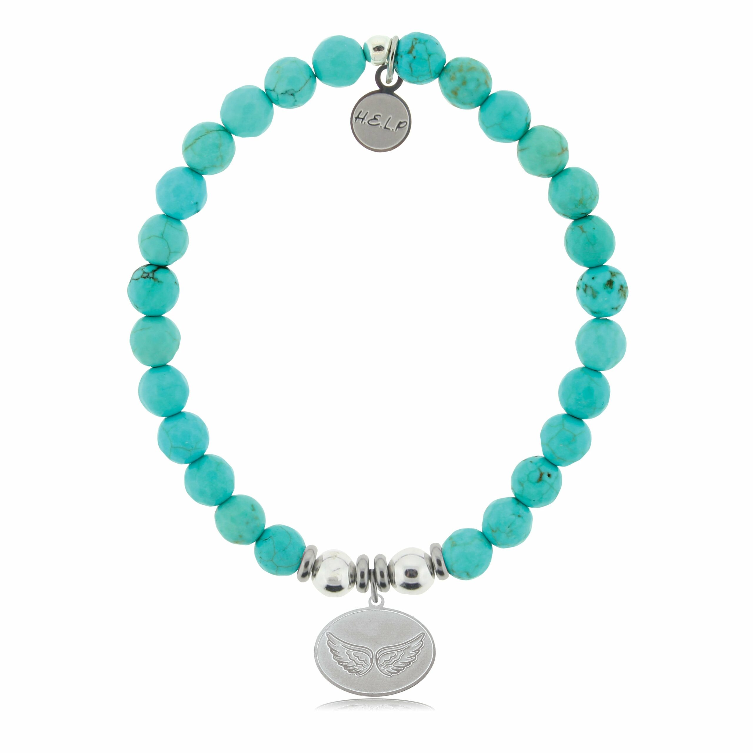 Angel Wings Charm with Turquoise Beads Charity Bracelet