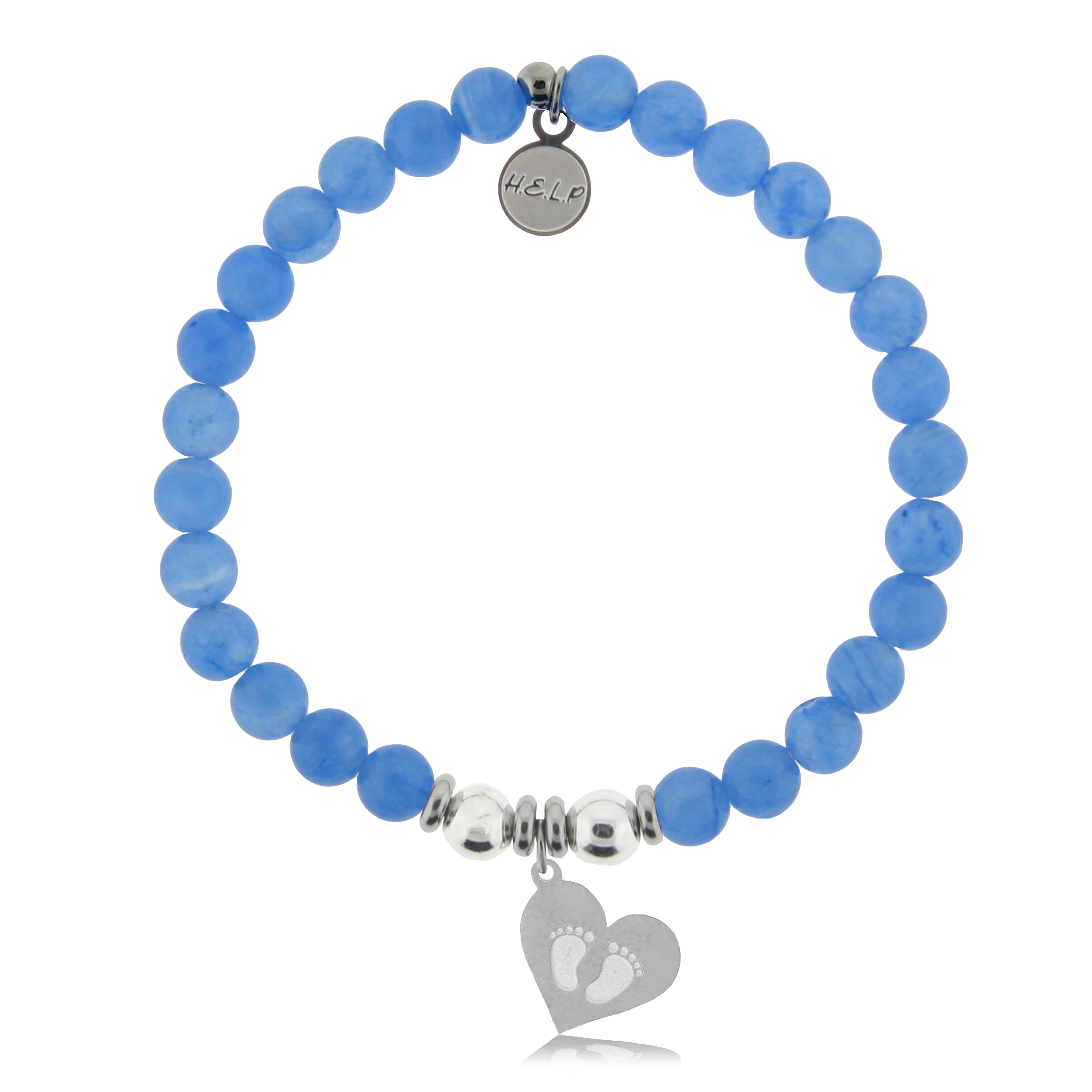 Baby Feet Charm with Azure Blue Jade Charity Bracelet