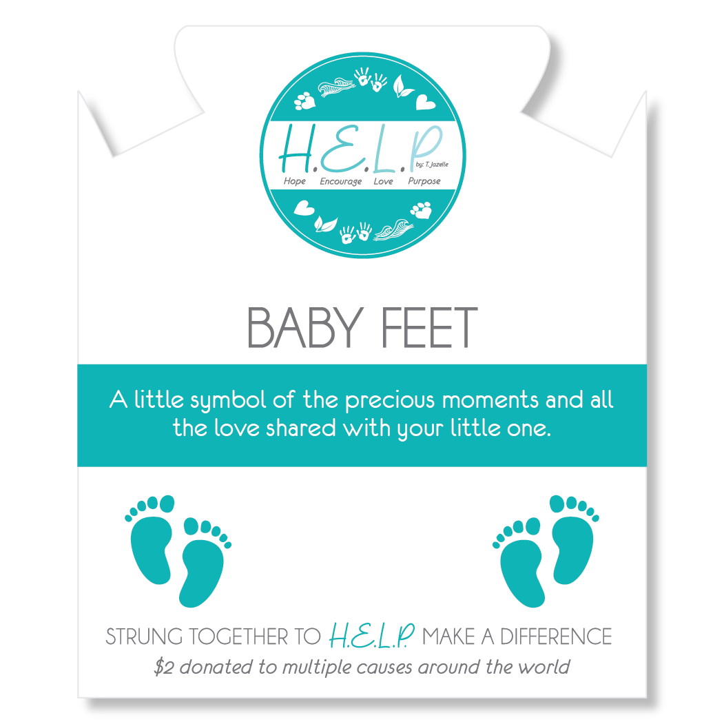 Baby Feet Charm with Azure Blue Jade Charity Bracelet