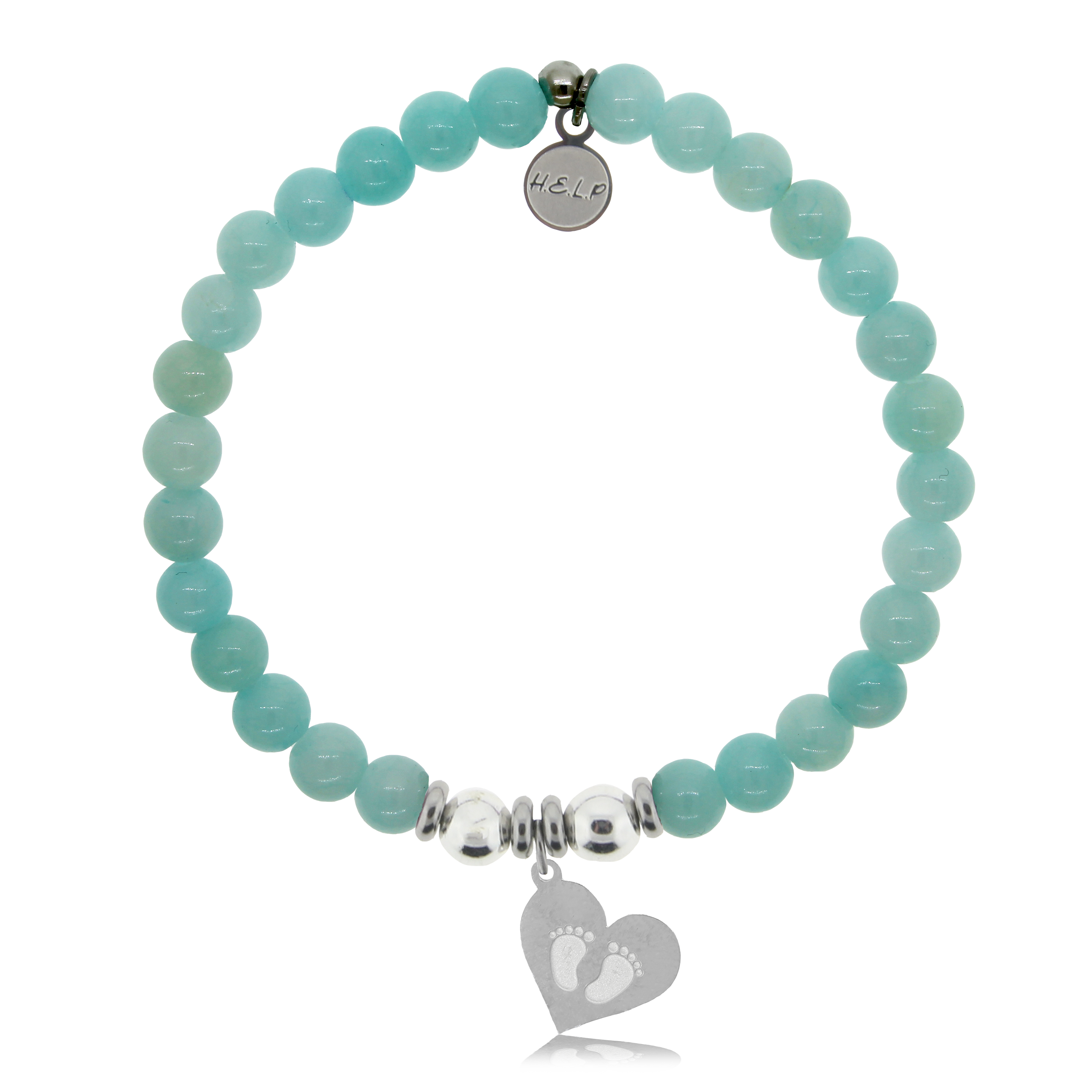 Baby Feet Charm with Baby Blue Quartz Charity Bracelet