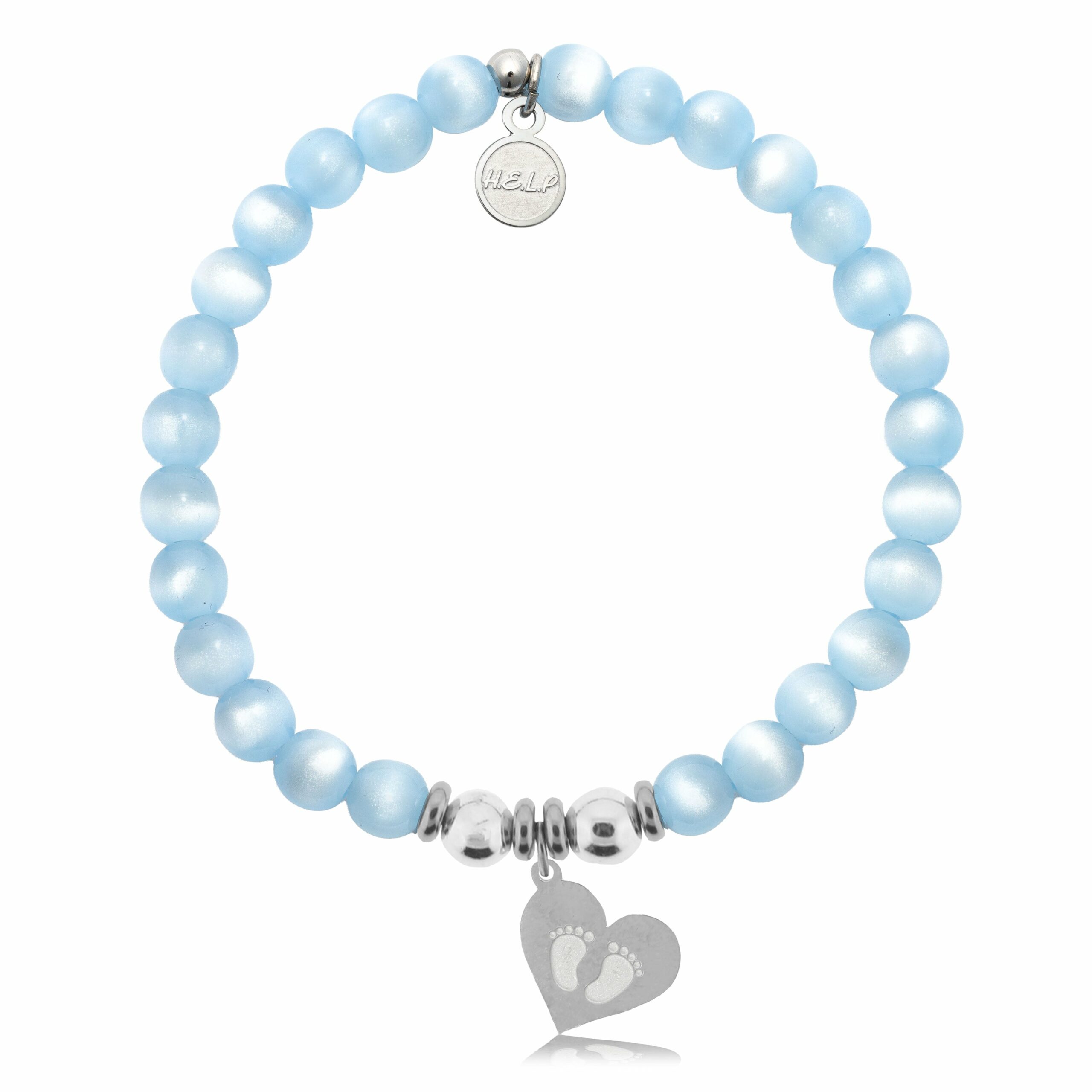 Baby Feet Charm with Blue Selenite Charity Bracelet