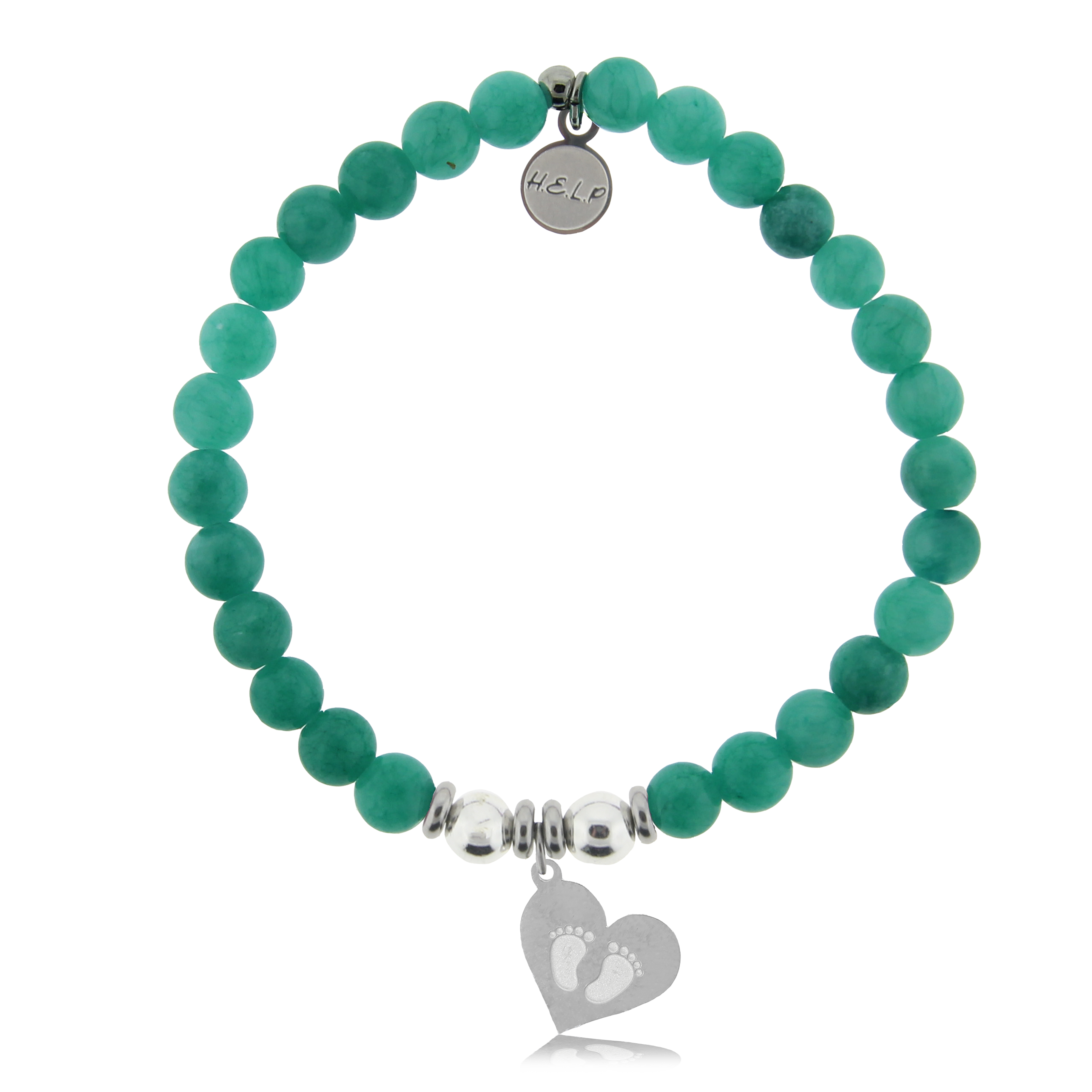 Baby Feet Charm with Caribbean Jade Charity Bracelet