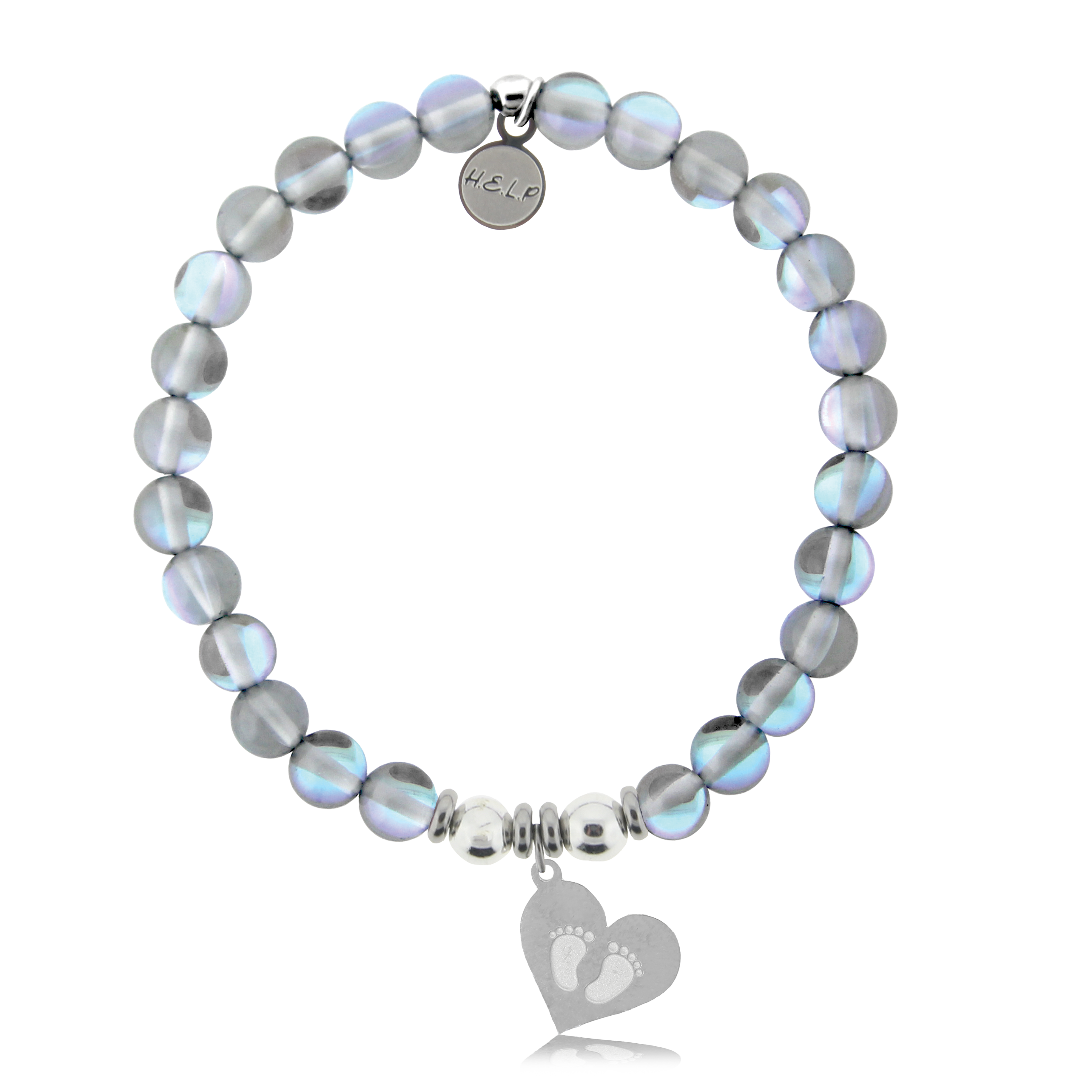 Baby Feet Charm with Grey Opalescent Charity Bracelet