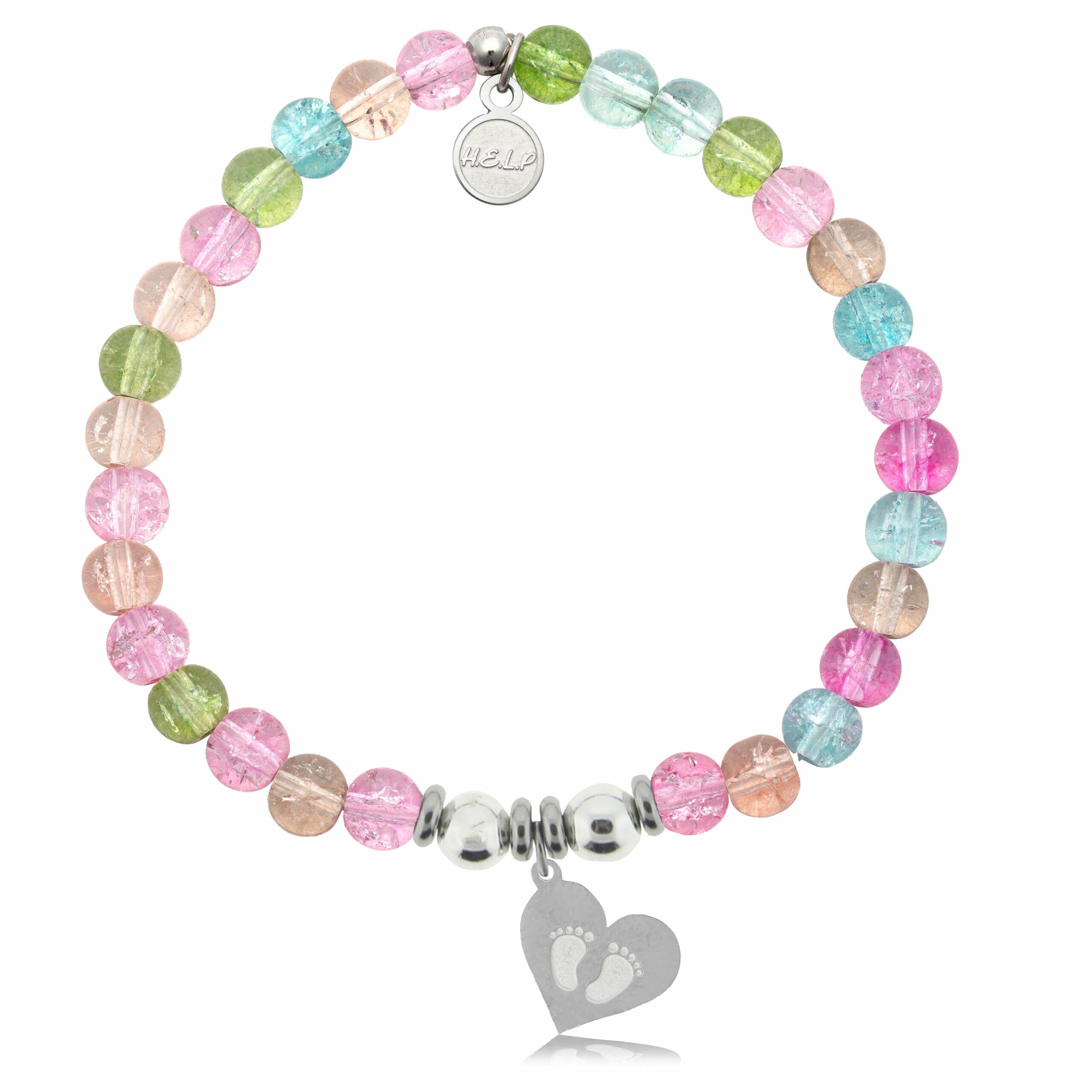 Baby Feet Charm with Kaleidoscope Crystal Charity Bracelet