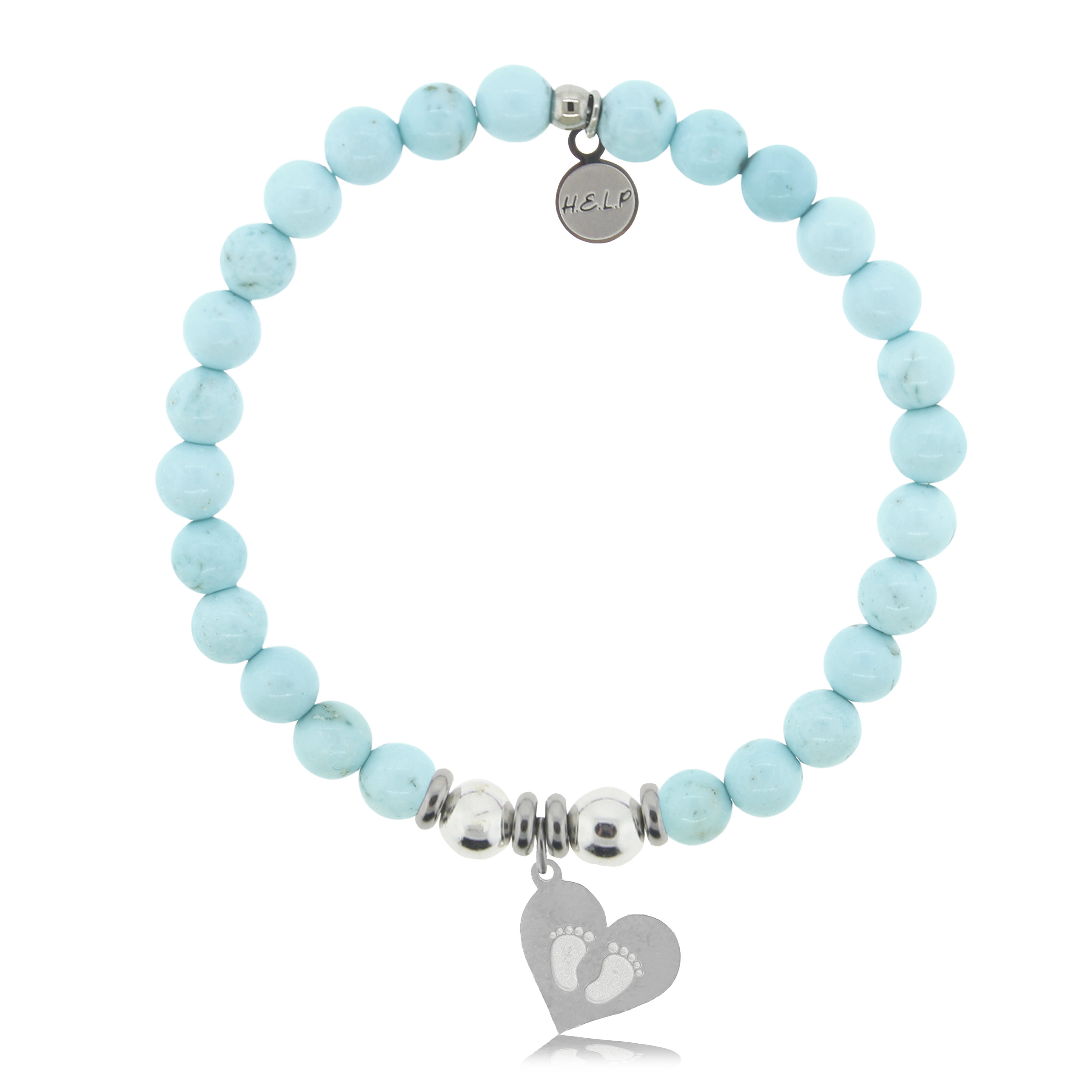 Baby Feet Charm with Larimar Magnesite Charity Bracelet