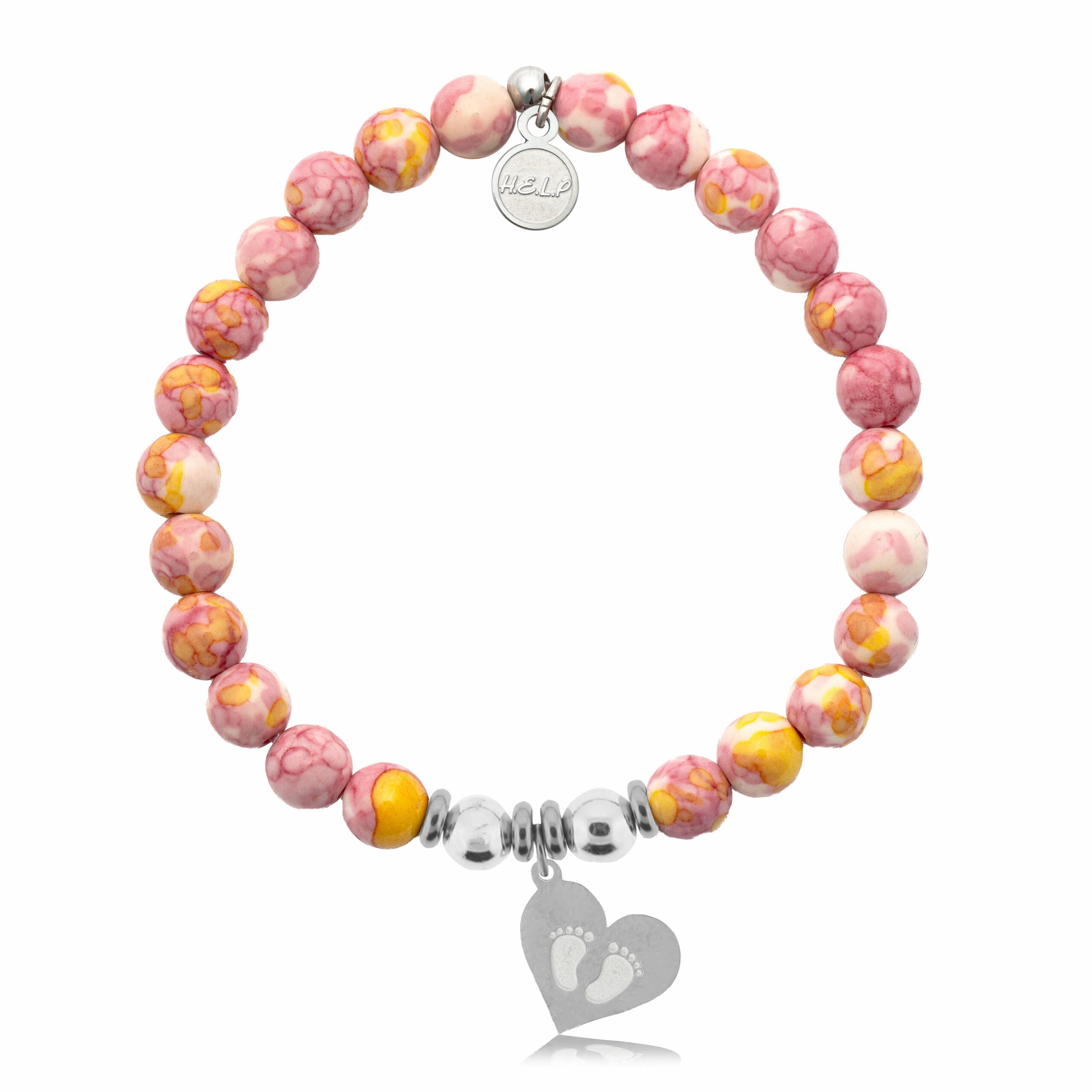 Baby Feet Charm with Lemonade Jade Charity Bracelet