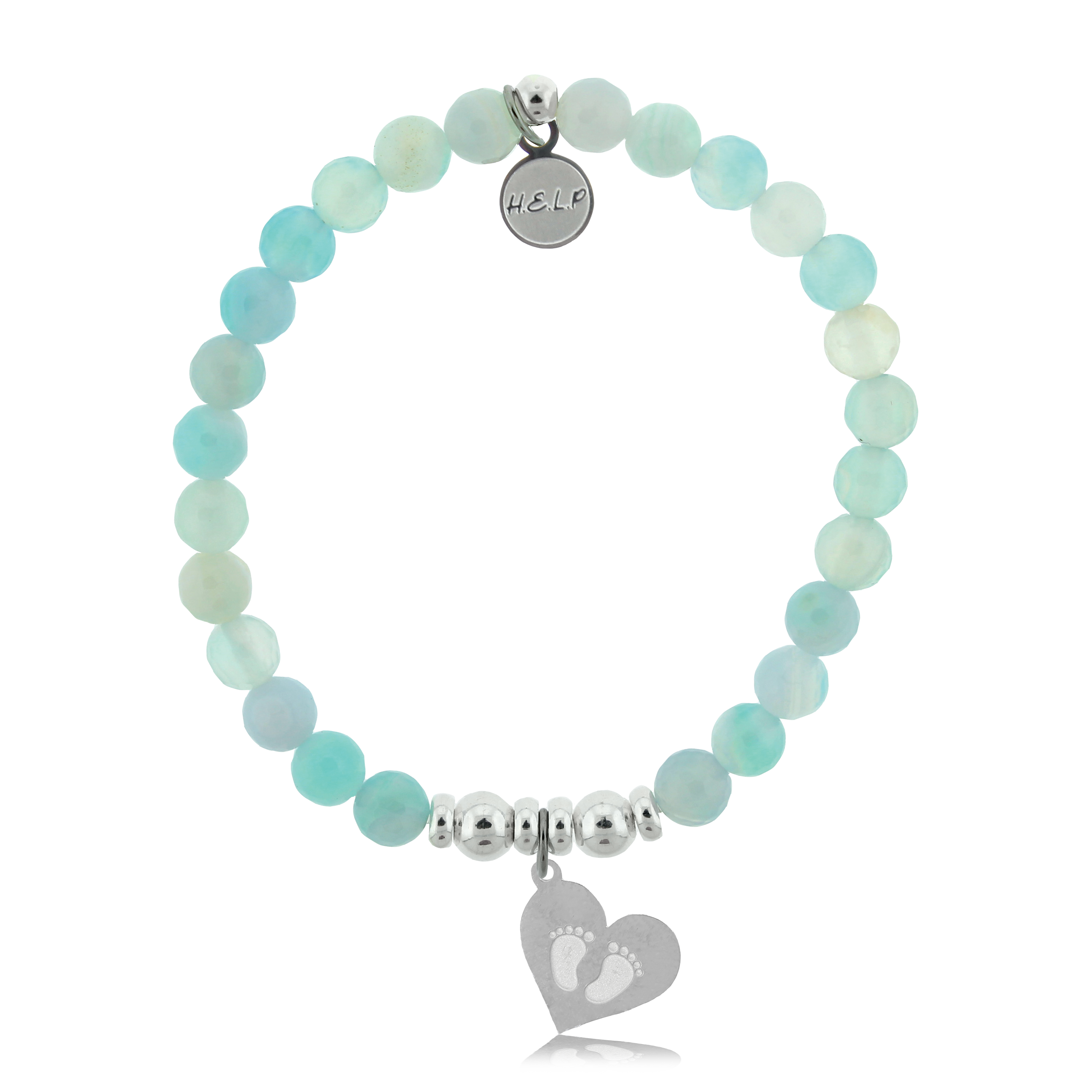 Baby Feet Charm with Light Blue Agate Charity Bracelet