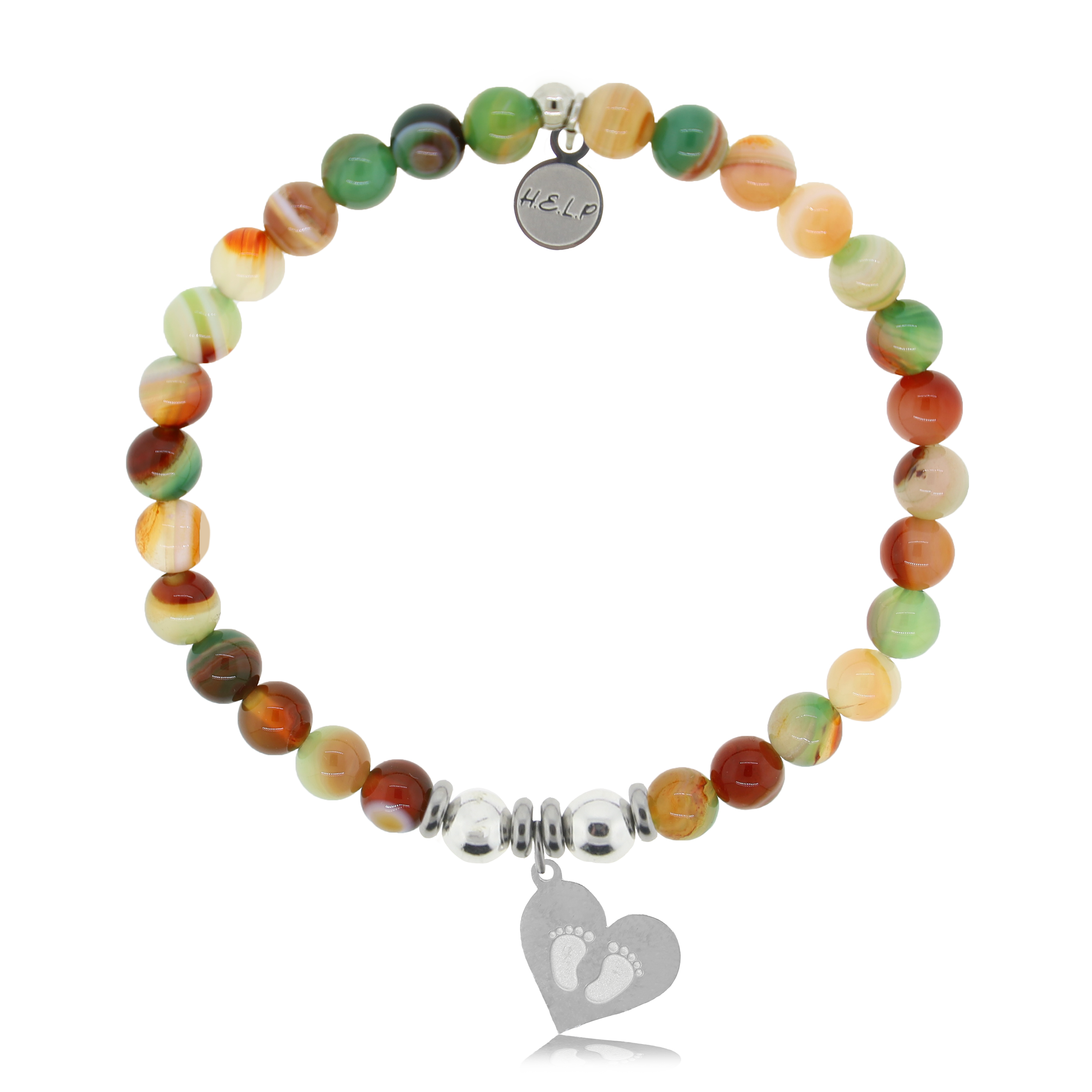 Baby Feet Charm with Multi Agate Charity Bracelet