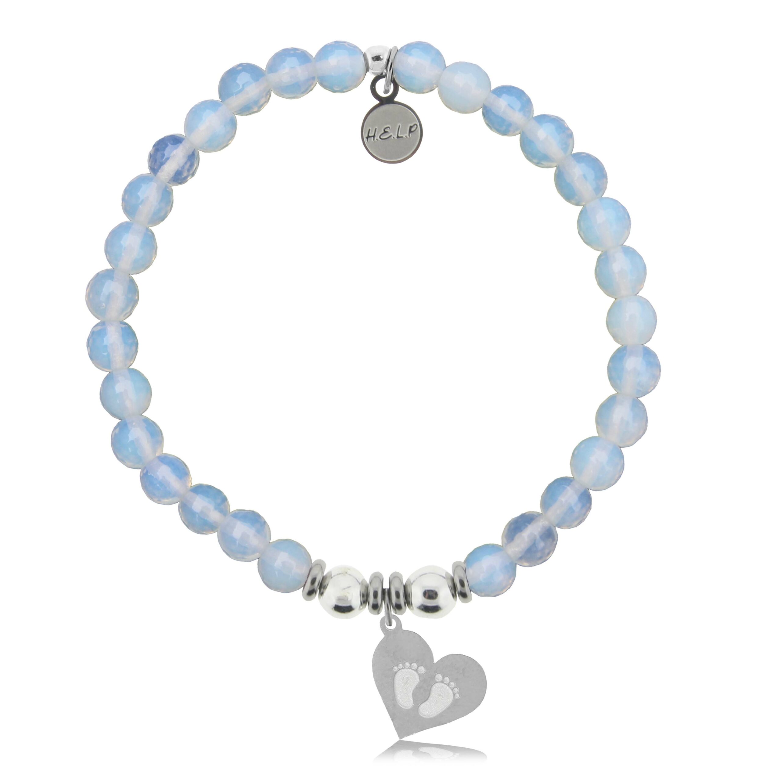 Baby Feet Charm with Opalite Charity Bracelet