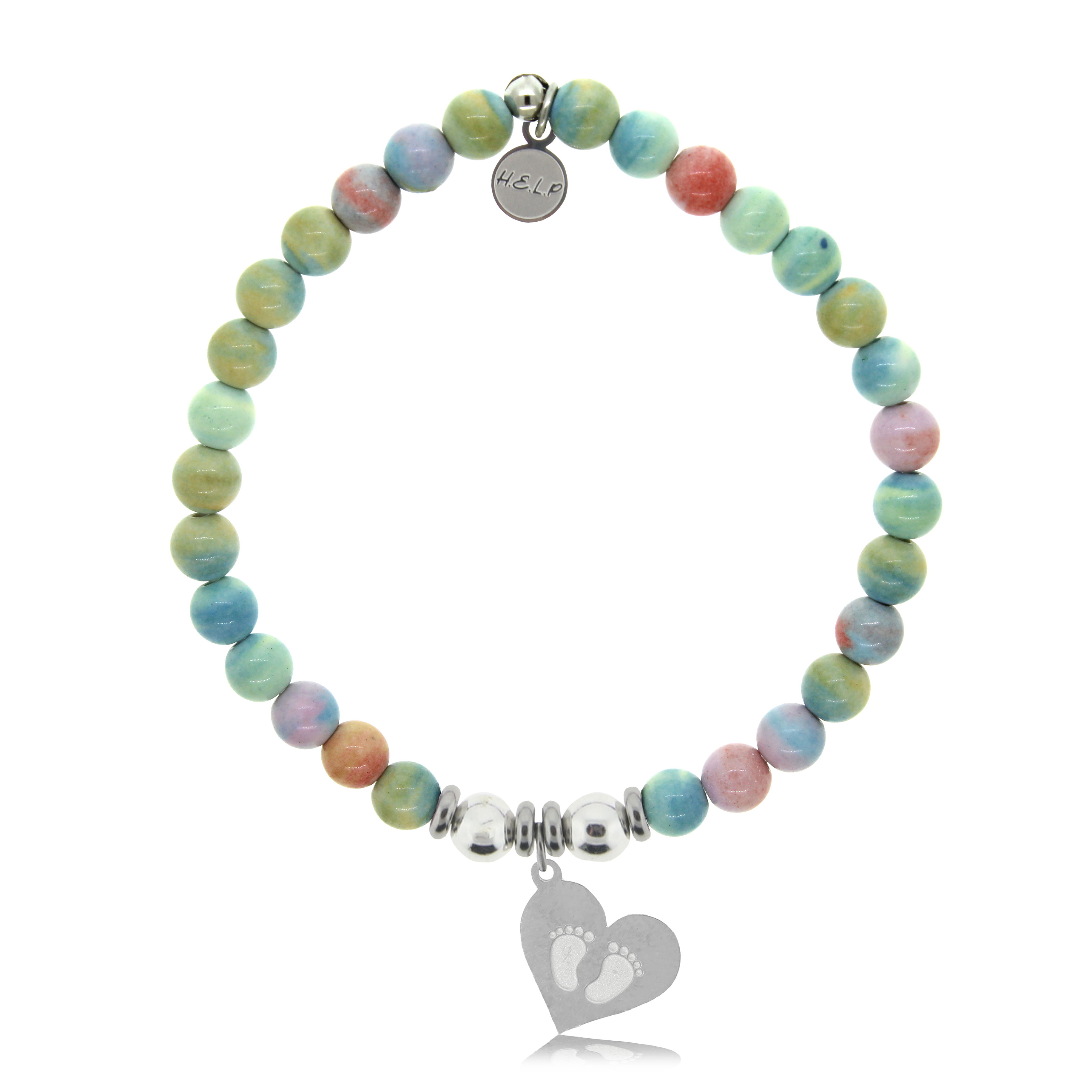 Baby Feet Charm with Pastel Magnesite Charity Bracelet