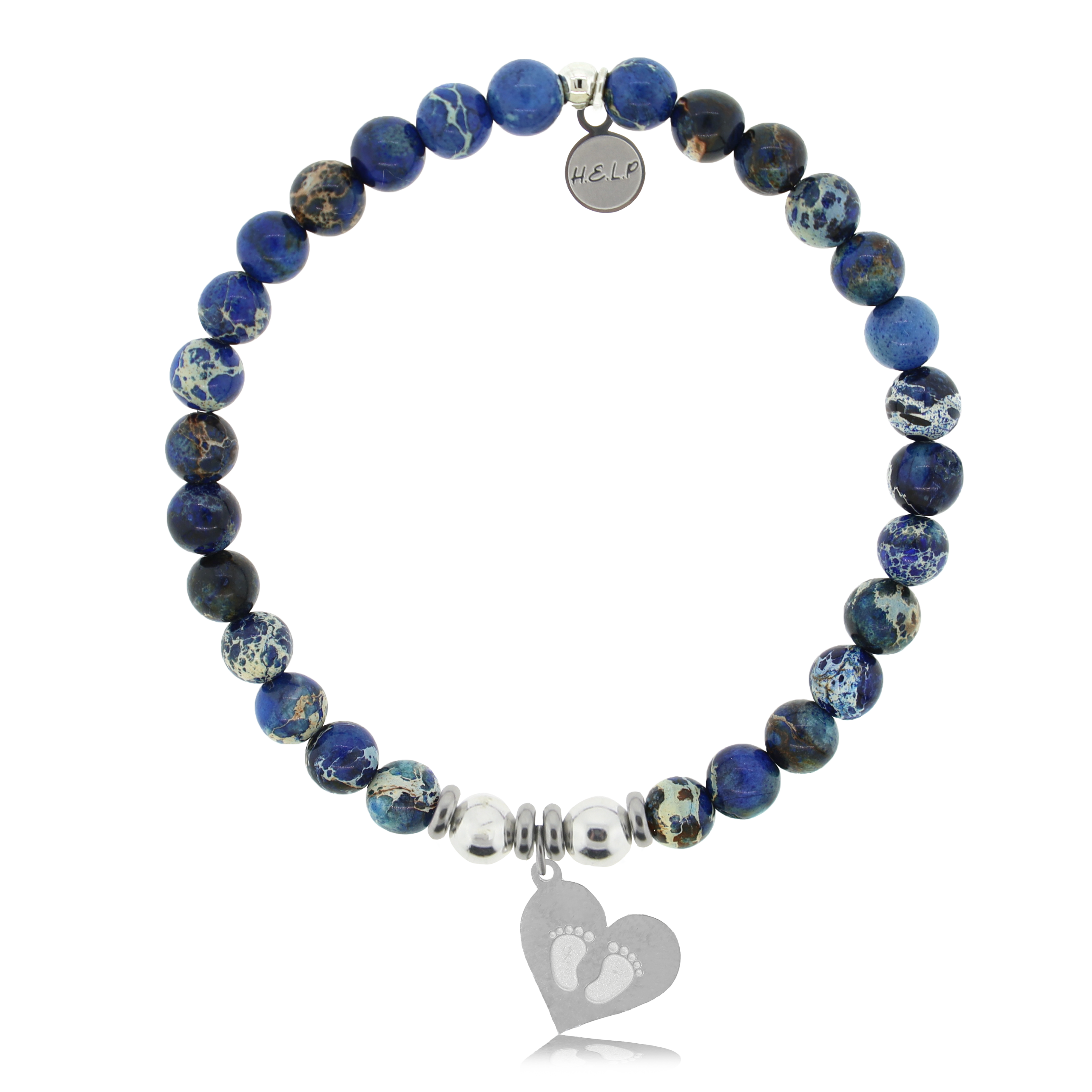 Baby Feet Charm with Royal Blue Jasper Charity Bracelet