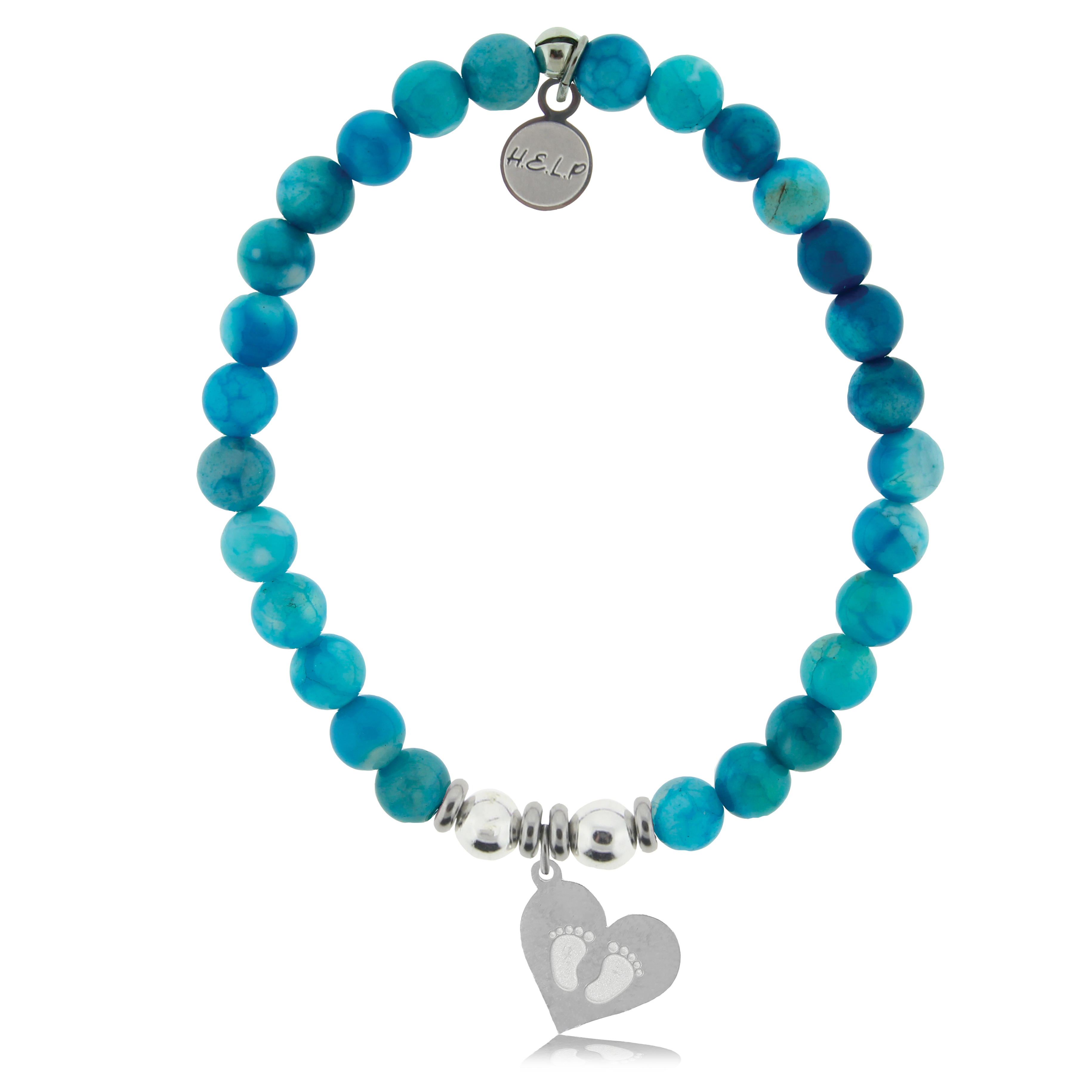 Baby Feet Charm with Tropical Blue Agate Charity Bracelet