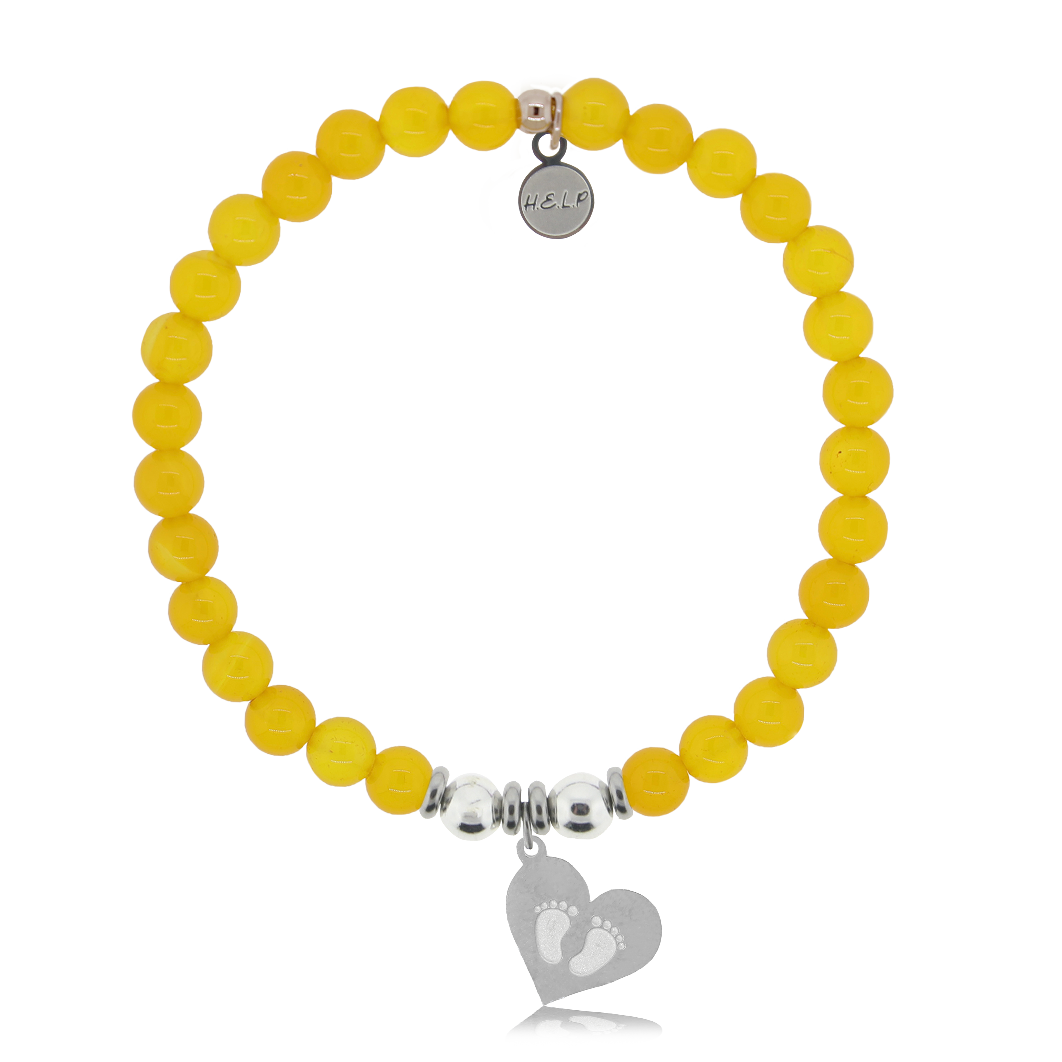 Baby Feet Charm with Yellow Agate Charity Bracelet