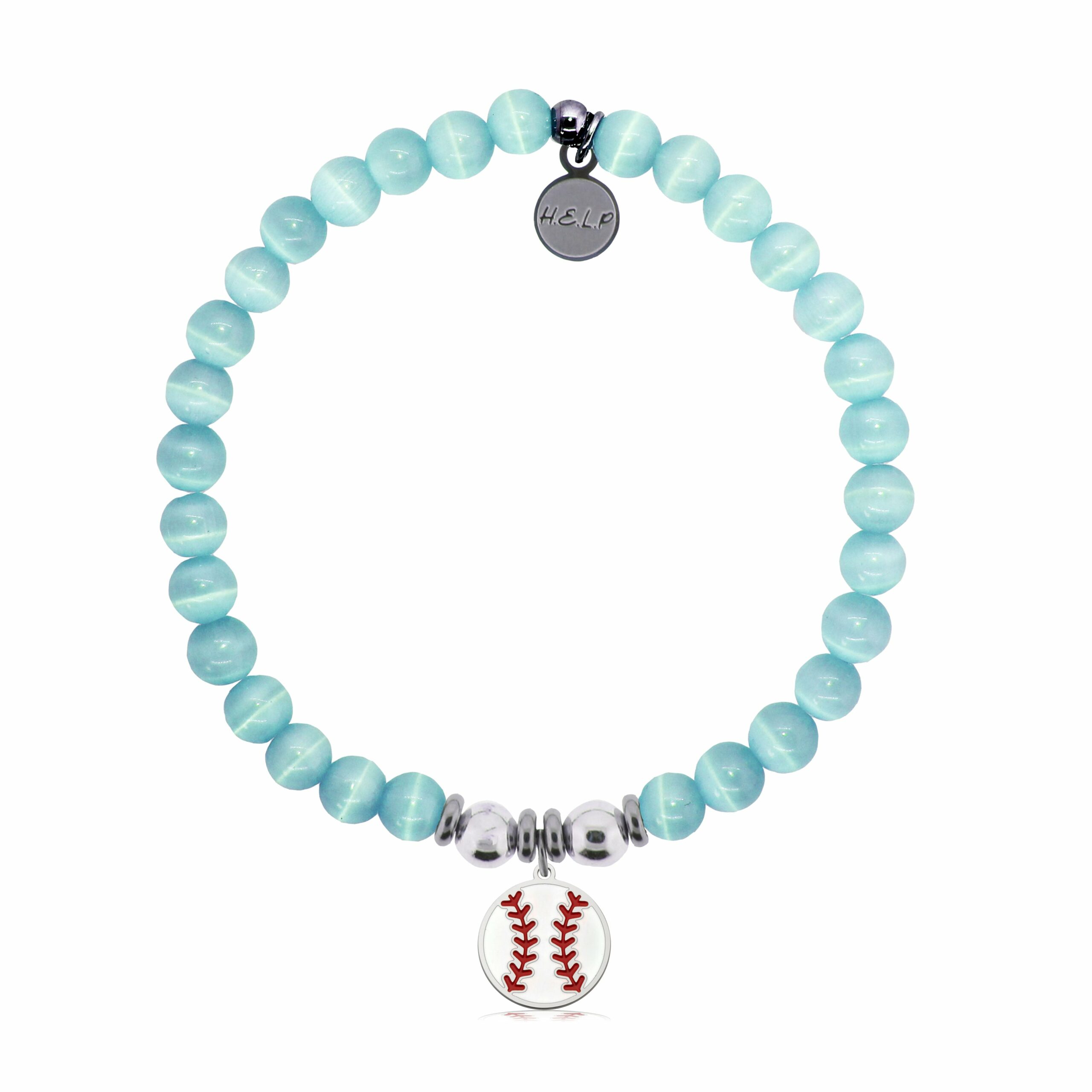 Baseball Charm with Aqua Cats Eye Charity Bracelet