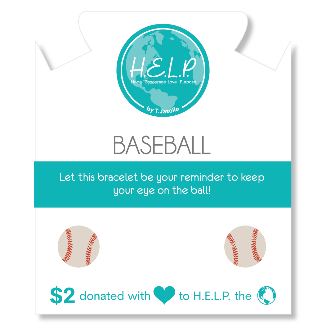 Baseball Charm with Aqua Cats Eye Charity Bracelet