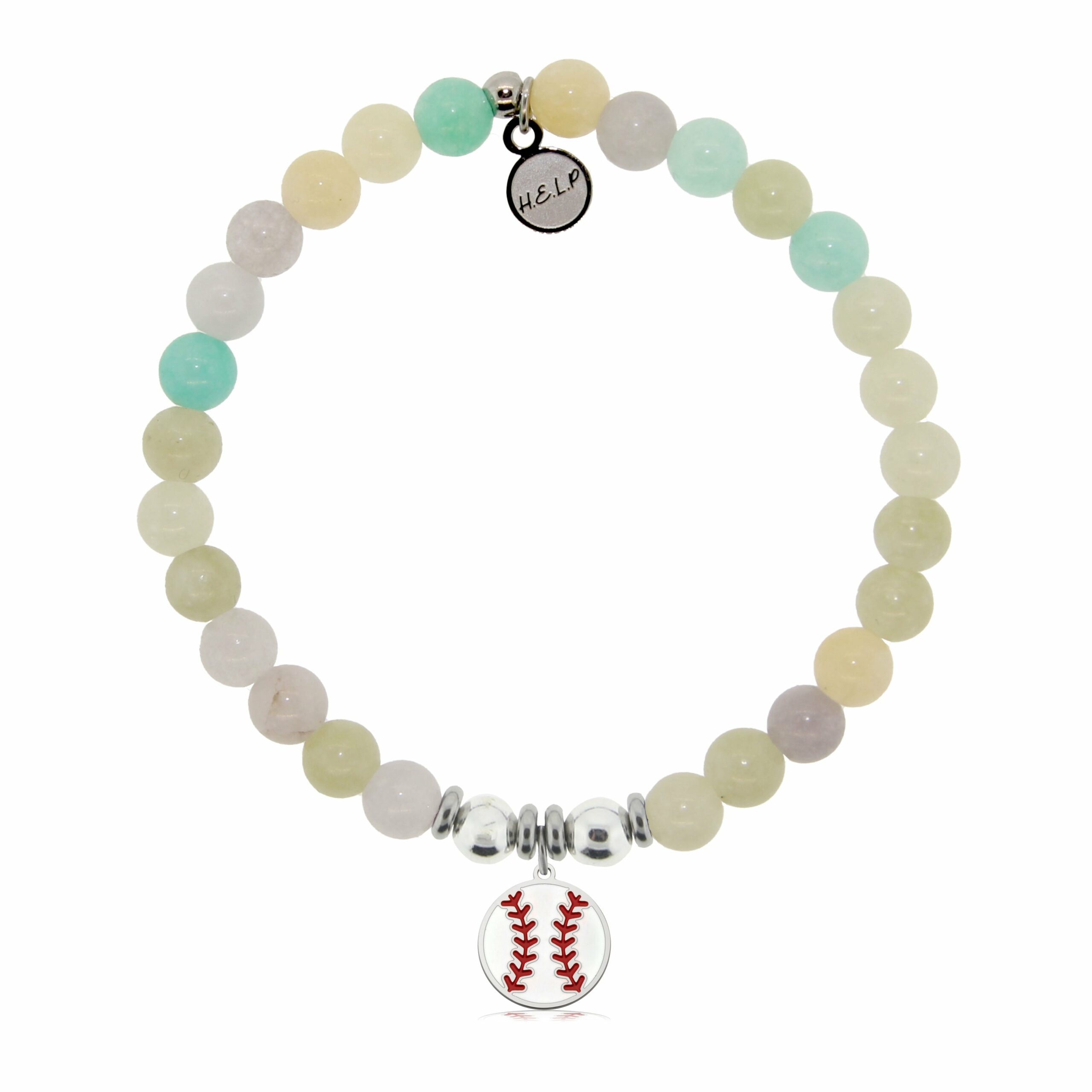 Baseball Charm with Green Yellow Jade Charity Bracelet