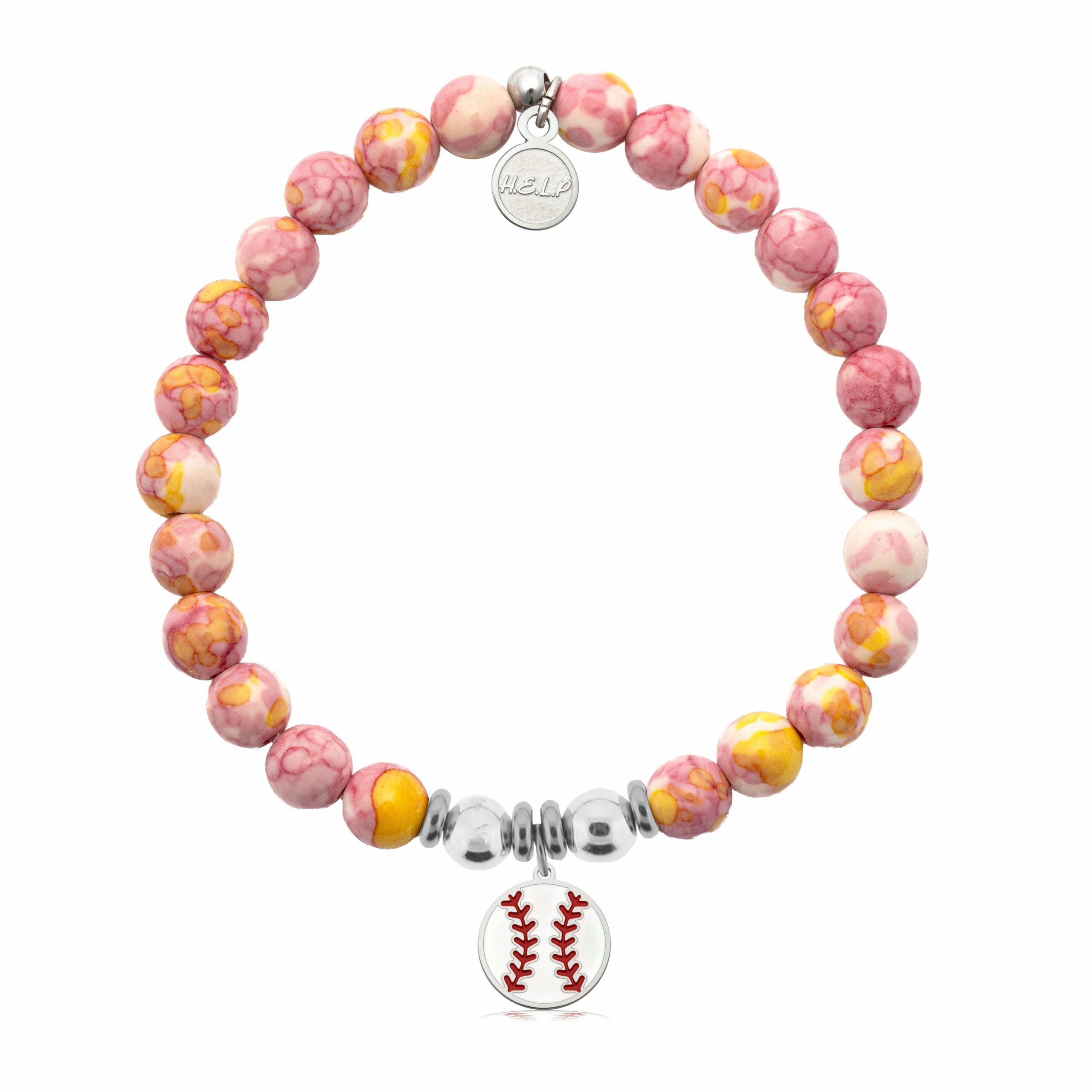 Baseball Charm with Lemonade Jade Charity Bracelet