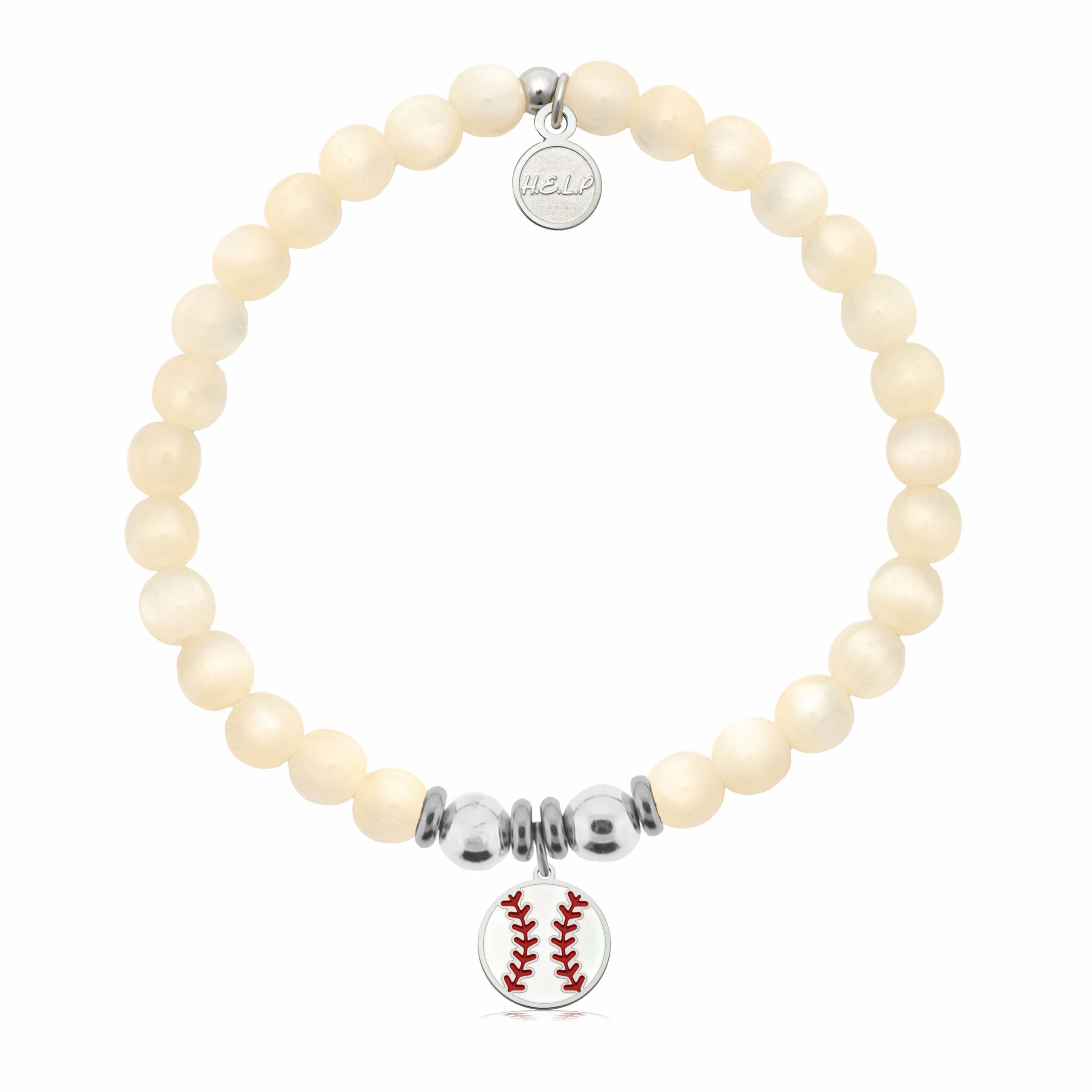 Baseball Charm with Natural Selenite Charity Bracelet