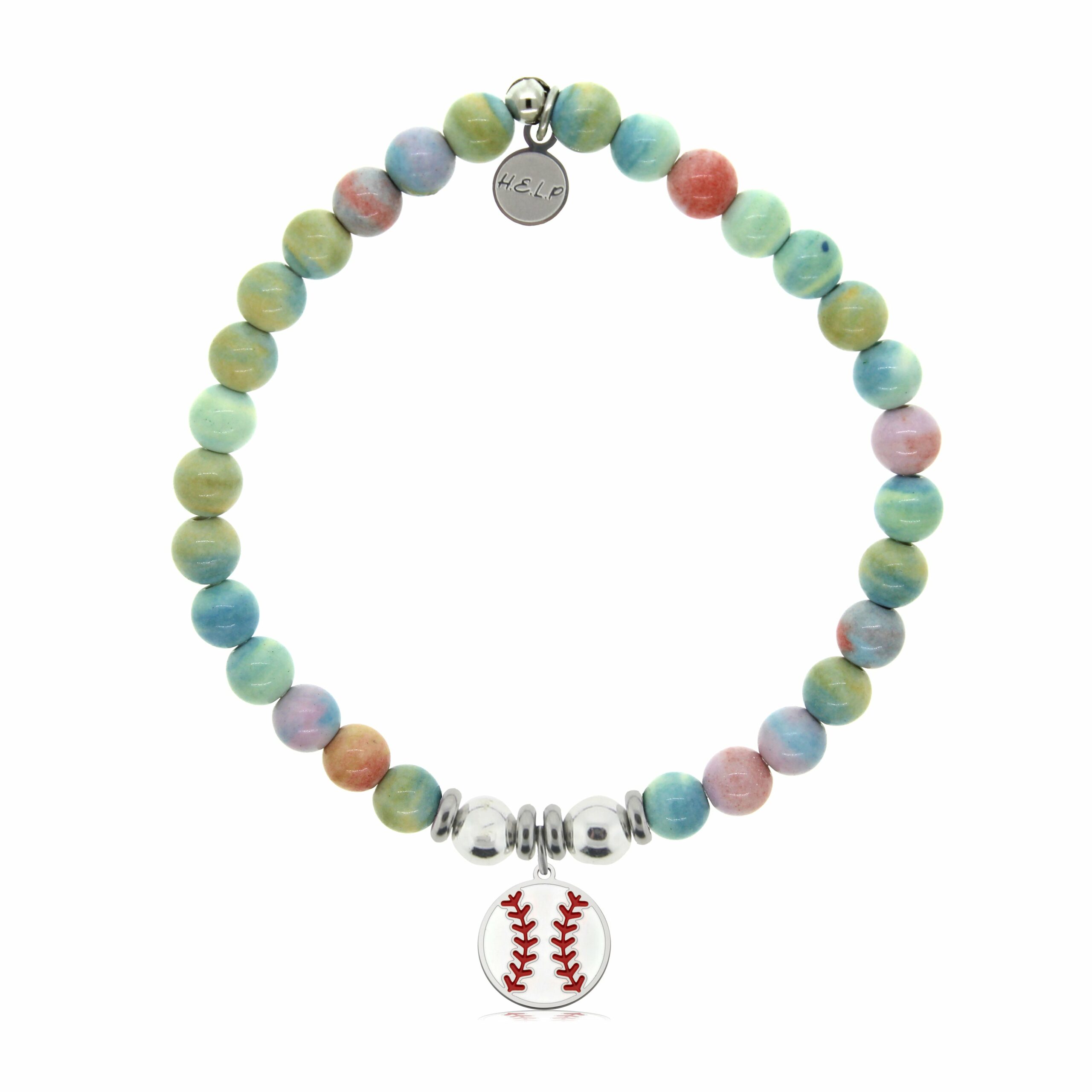 Baseball Charm with Pastel Magnesite Charity Bracelet