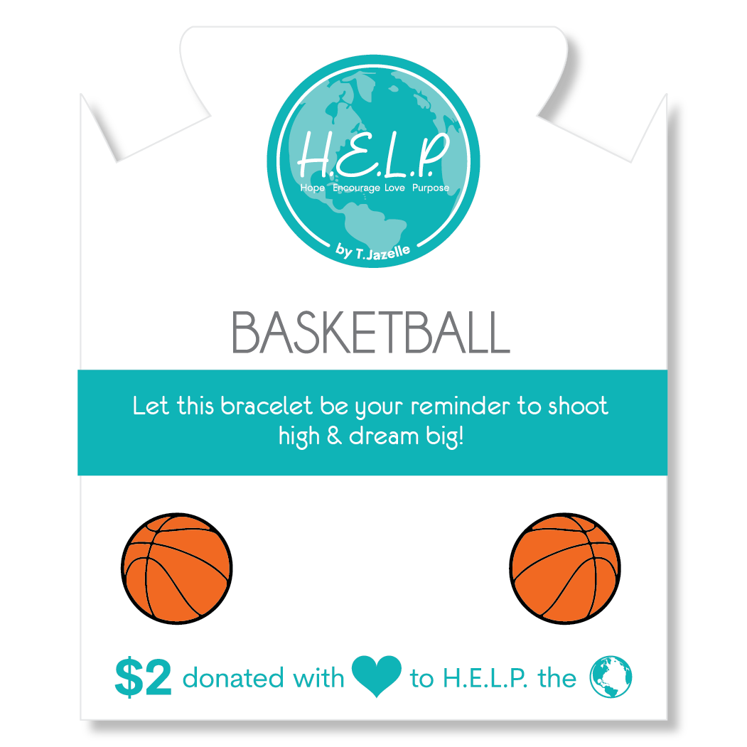 Basketball Charm with Aqua Cats Eye Charity Bracelet