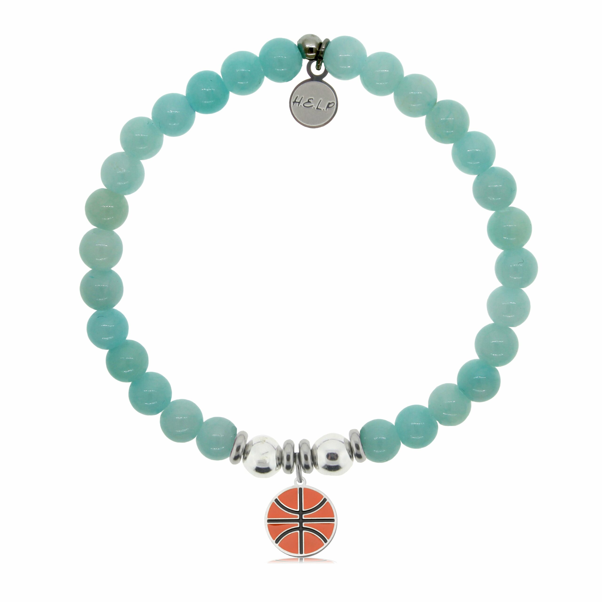 Basketball Charm with Baby Blue Quartz Charity Bracelet