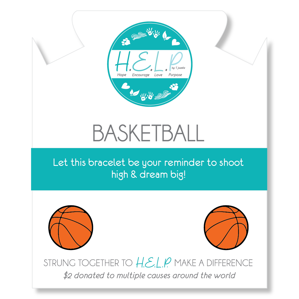 Basketball Charm with Blue Selenite Charity Bracelet