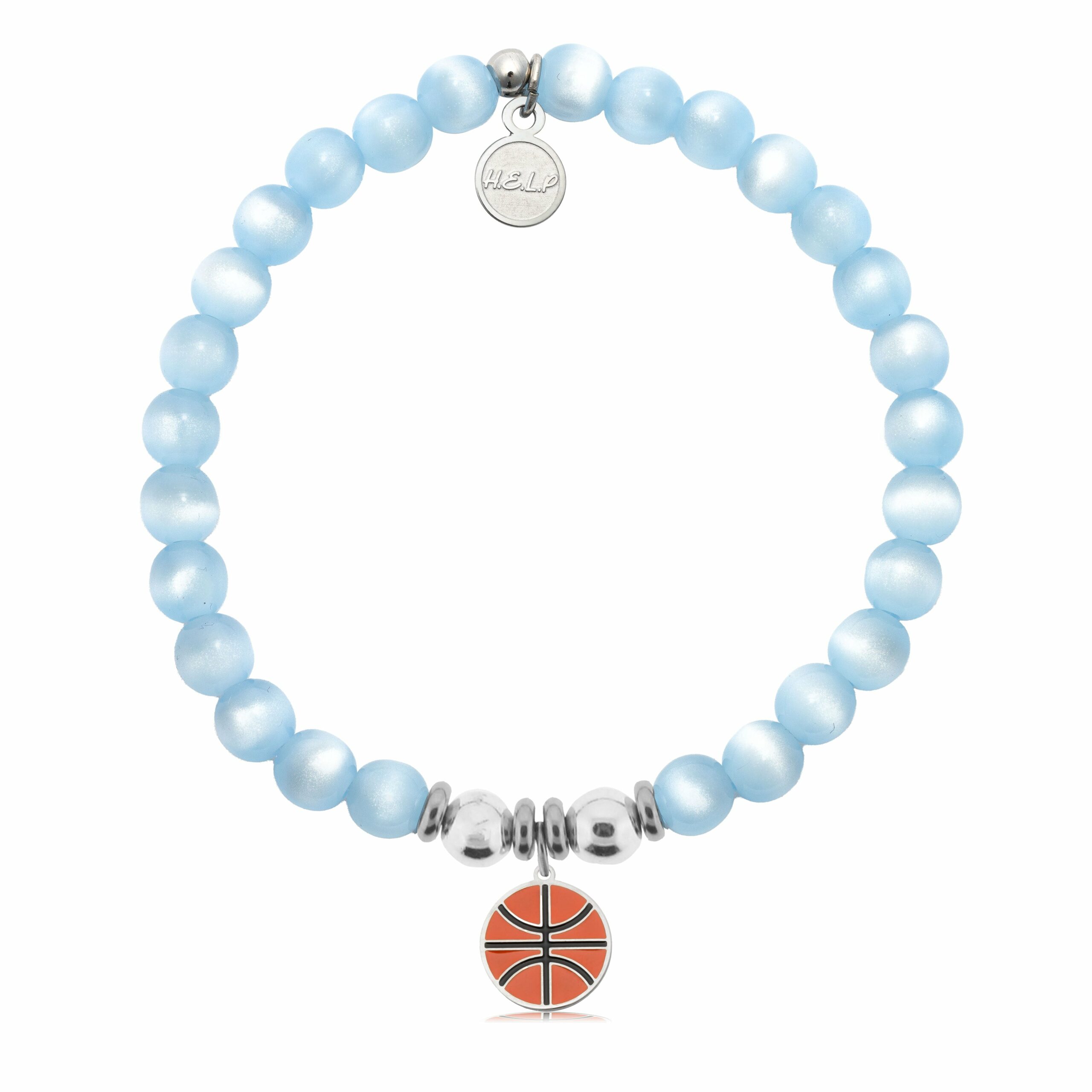 Basketball Charm with Blue Selenite Charity Bracelet