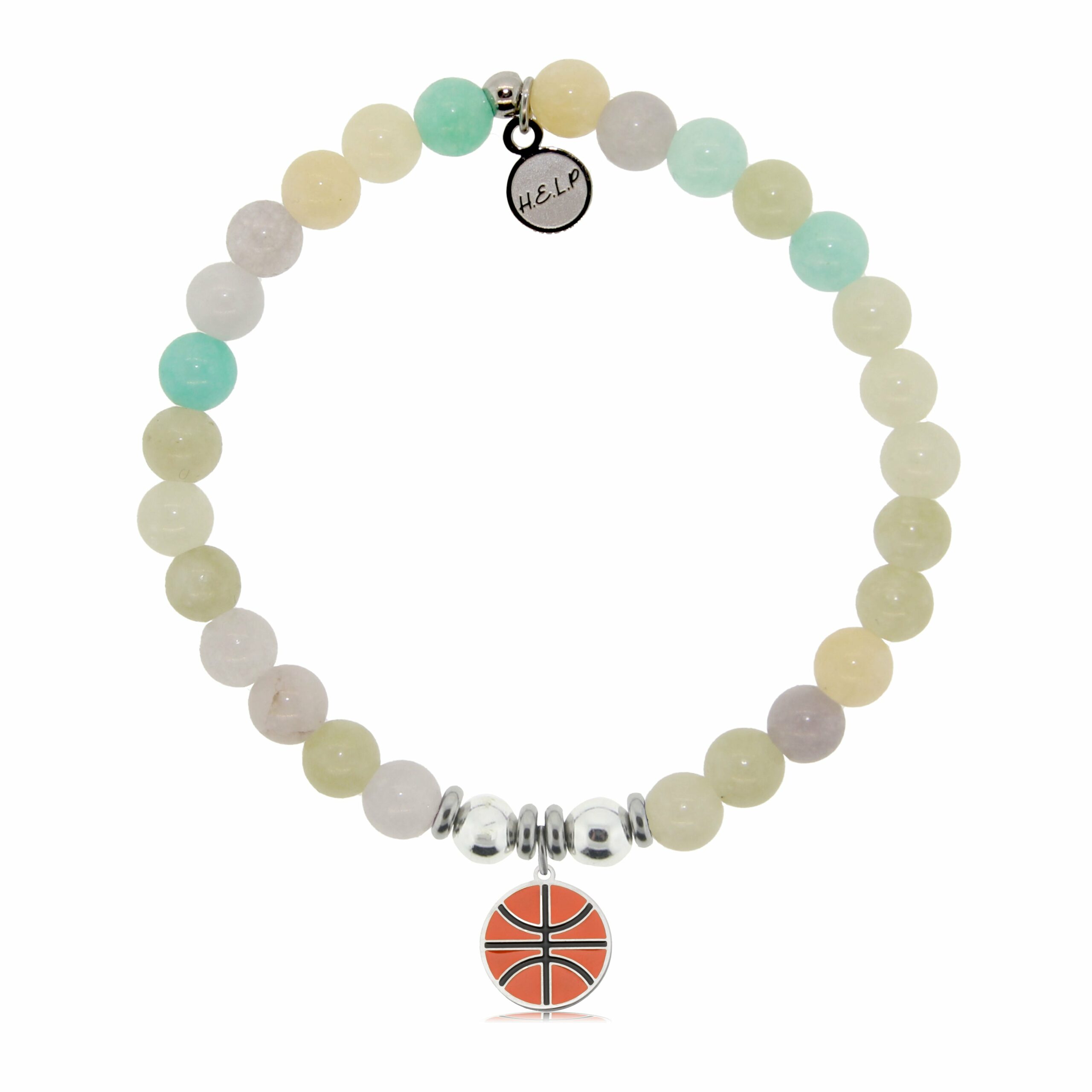 Basketball Charm with Green Yellow Jade Charity Bracelet