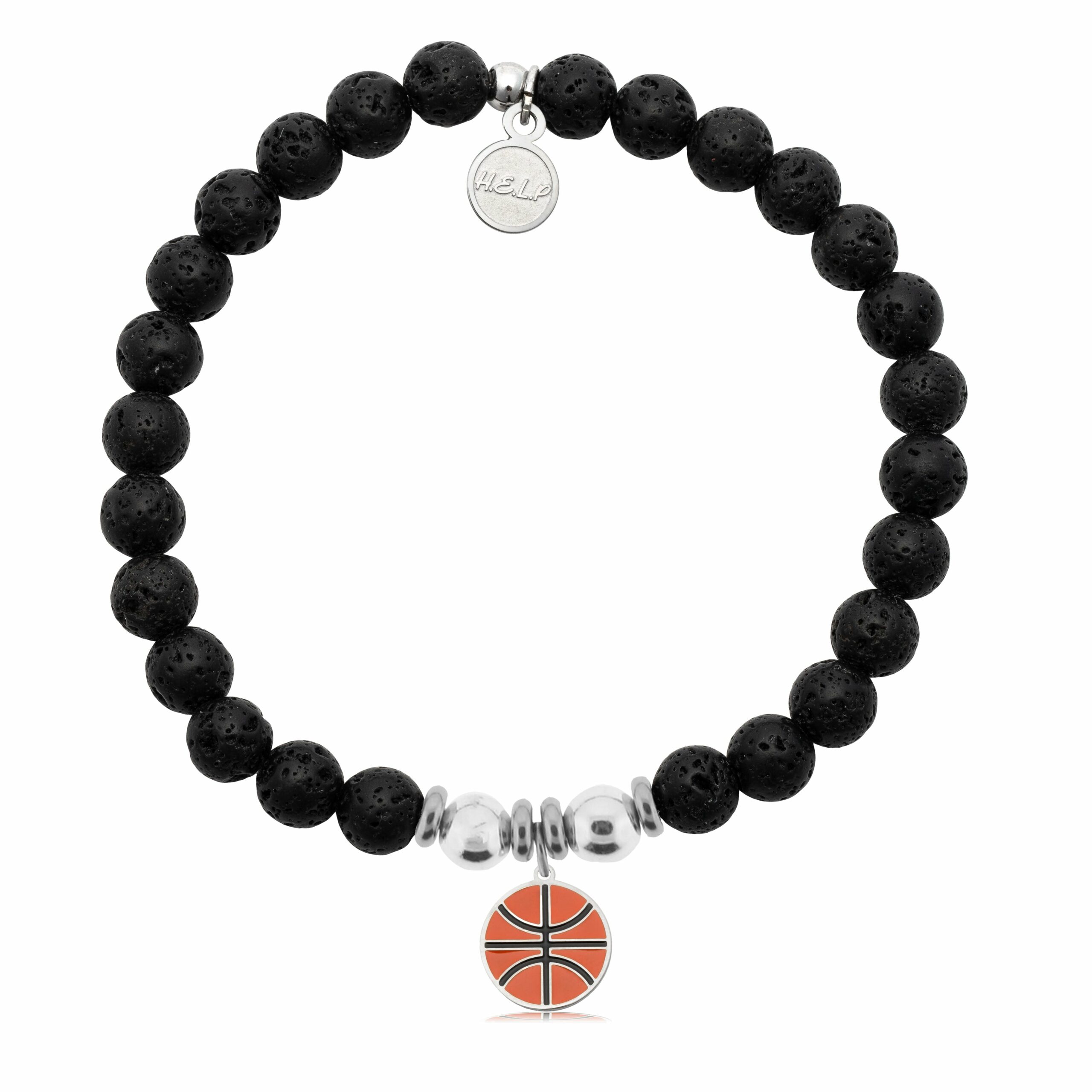 Basketball Charm with Lava Rock Charity Bracelet