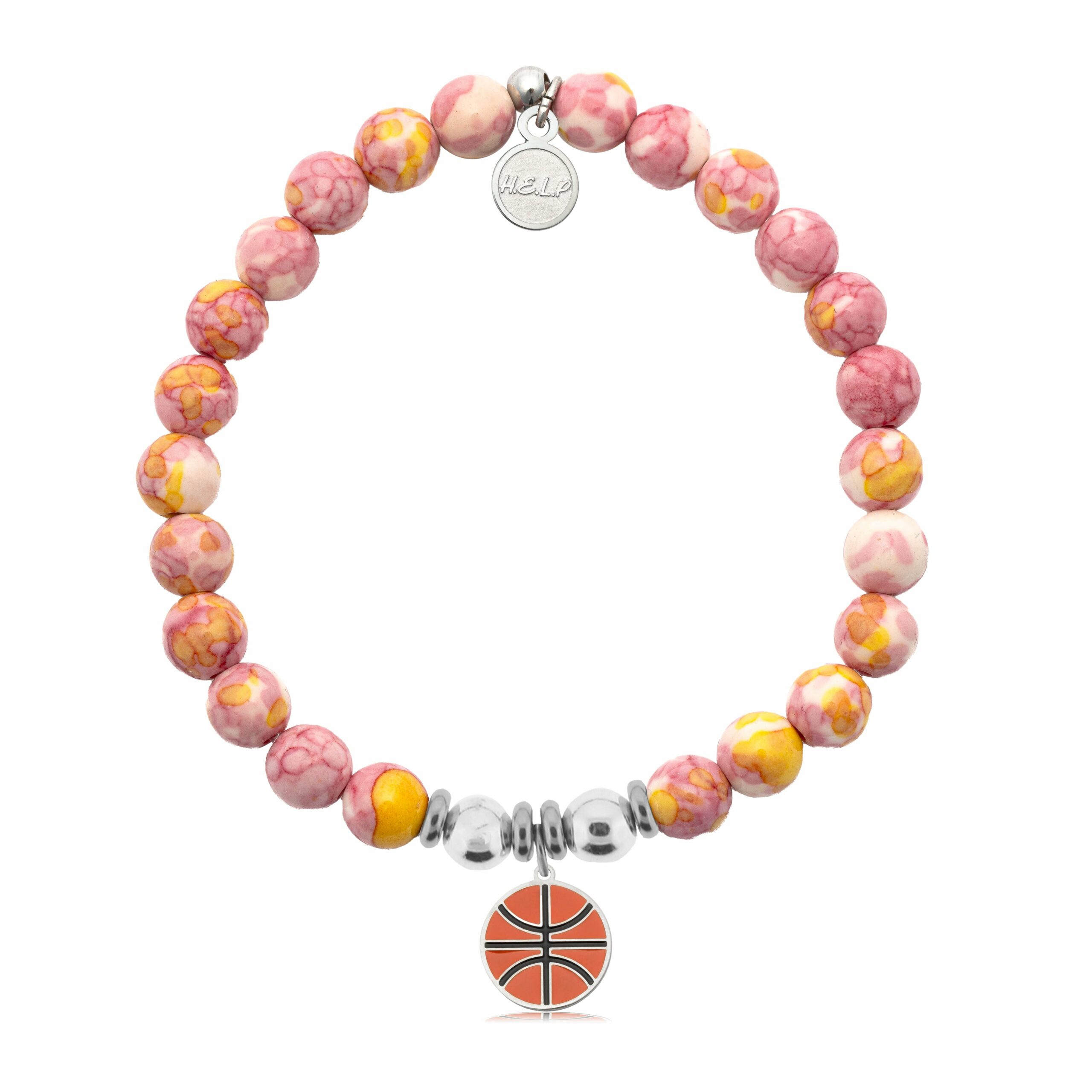 Basketball Charm with Lemonade Jade Charity Bracelet