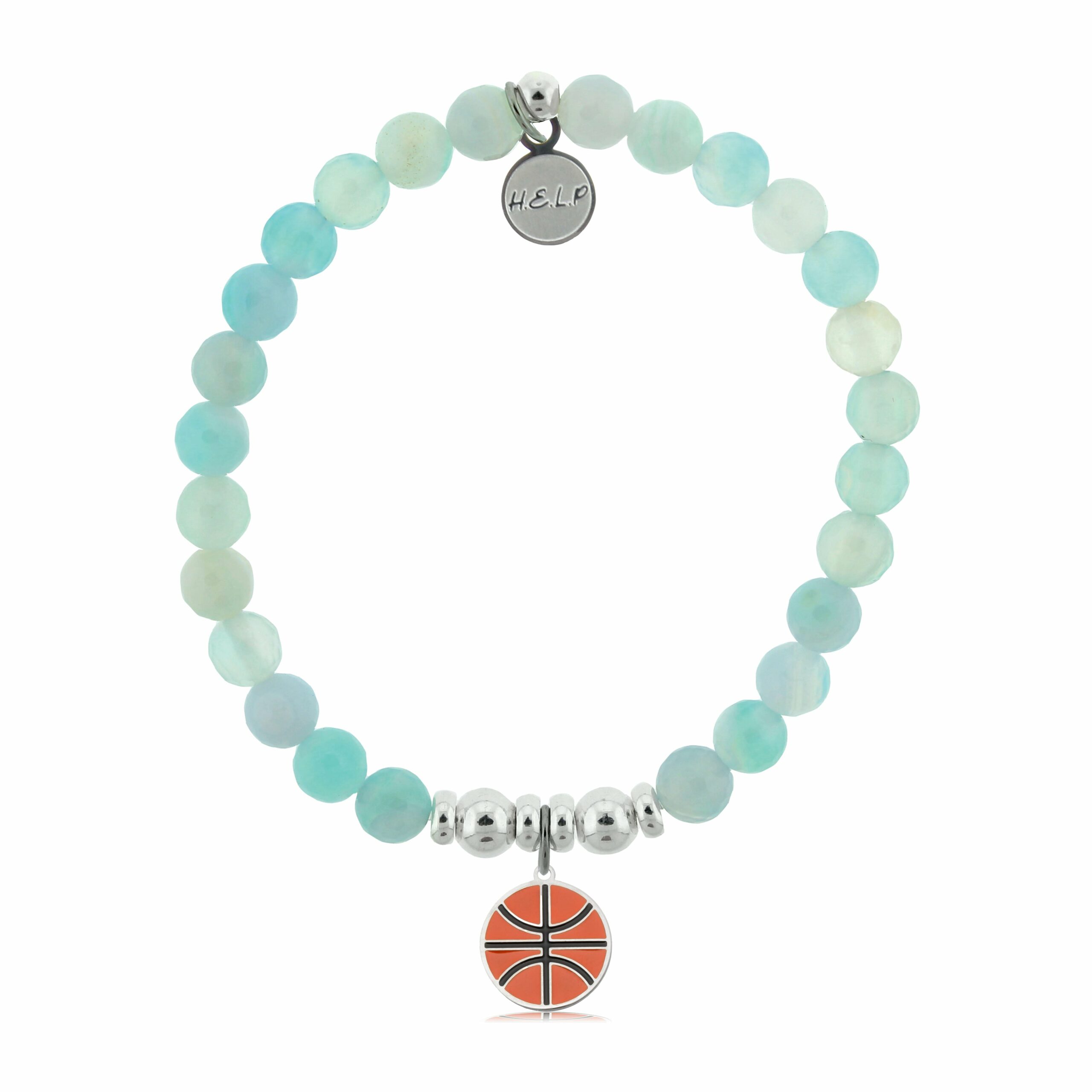 Basketball Charm with Light Blue Agate Charity Bracelet