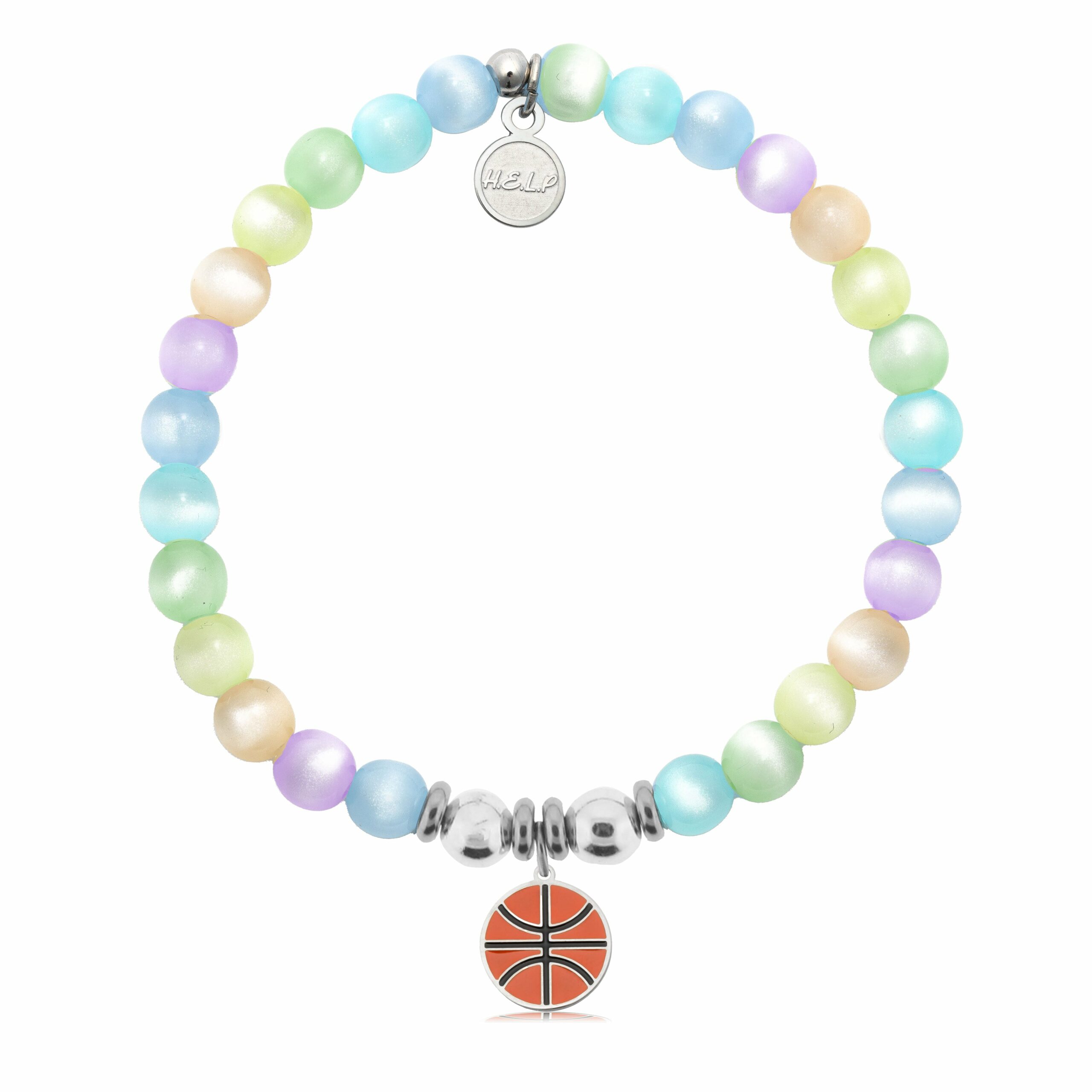 Basketball Charm with Multi Selenite Charity Bracelet