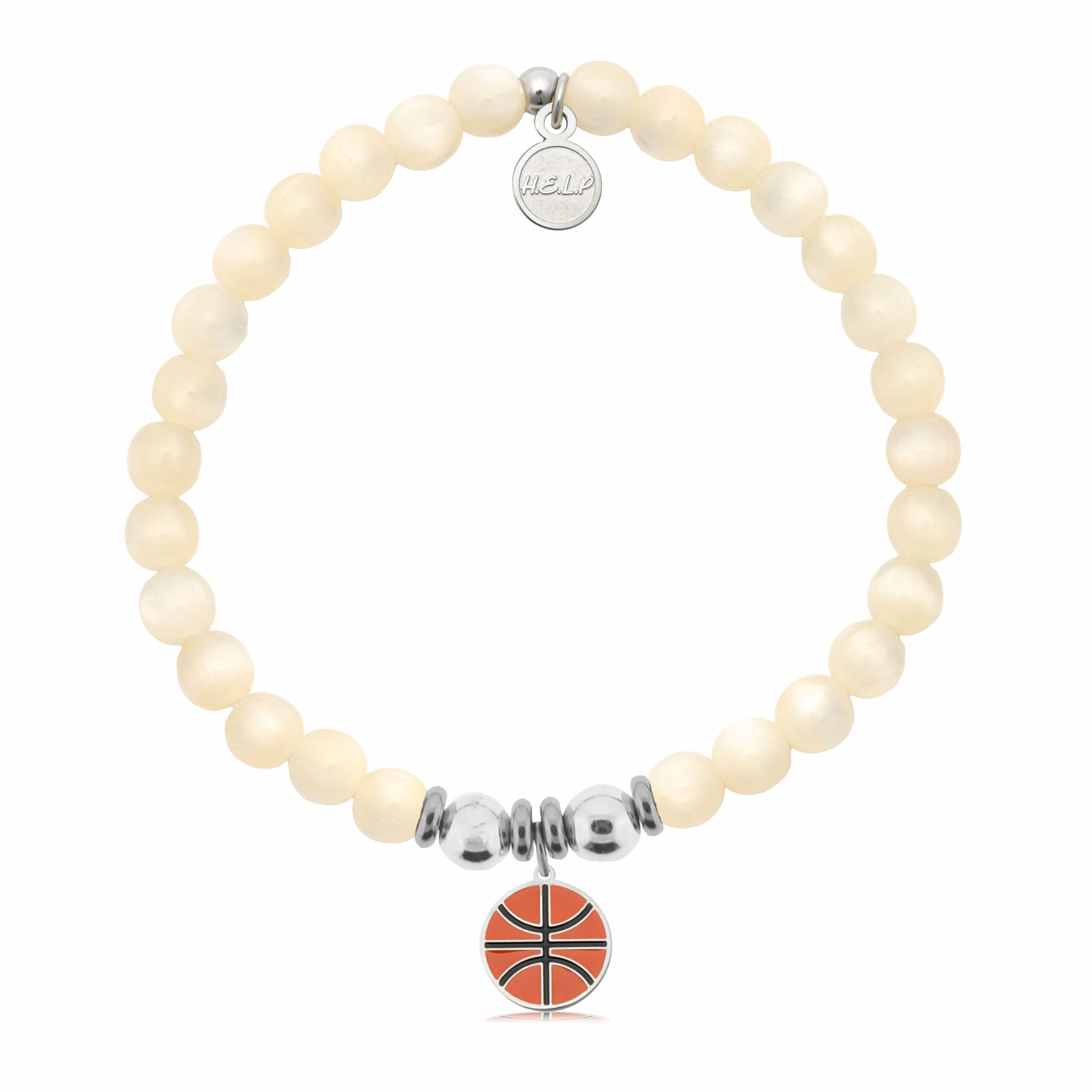 Basketball Charm with Natural Selenite Charity Bracelet