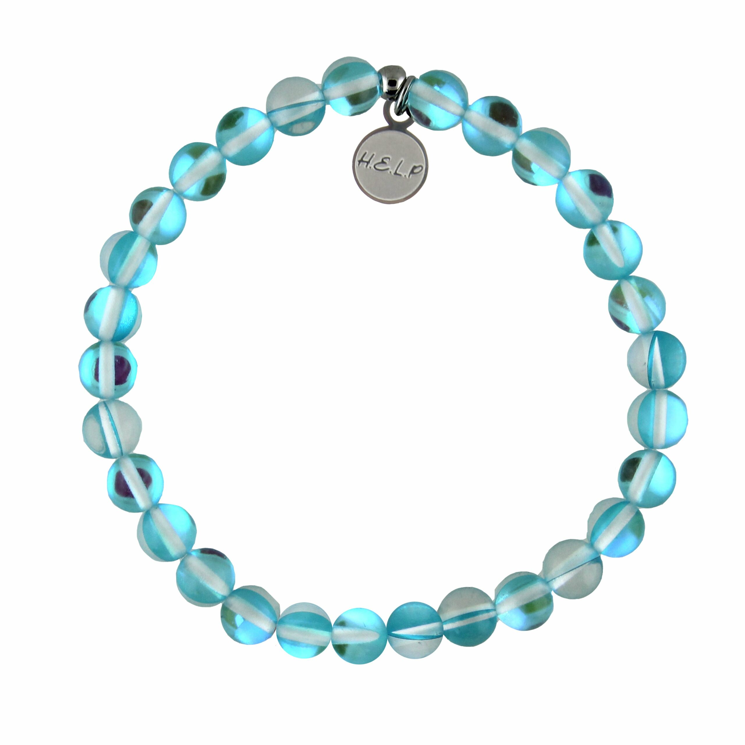 Be the Light Stacker Bracelet with Light Blue Opalescent Beads