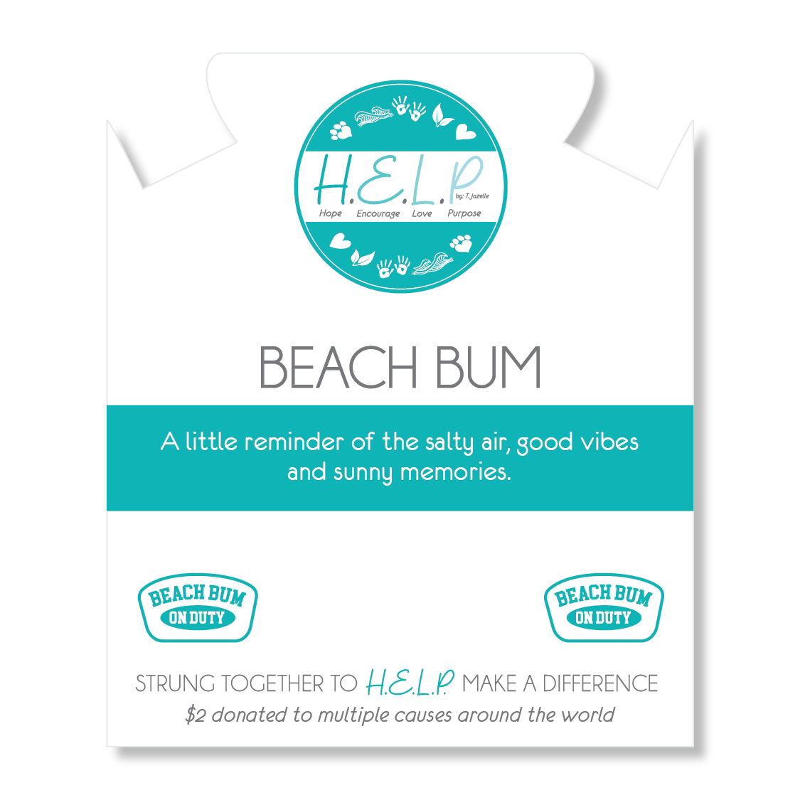 Beach Bum Charm with Azure Blue Jade Charity Bracelet