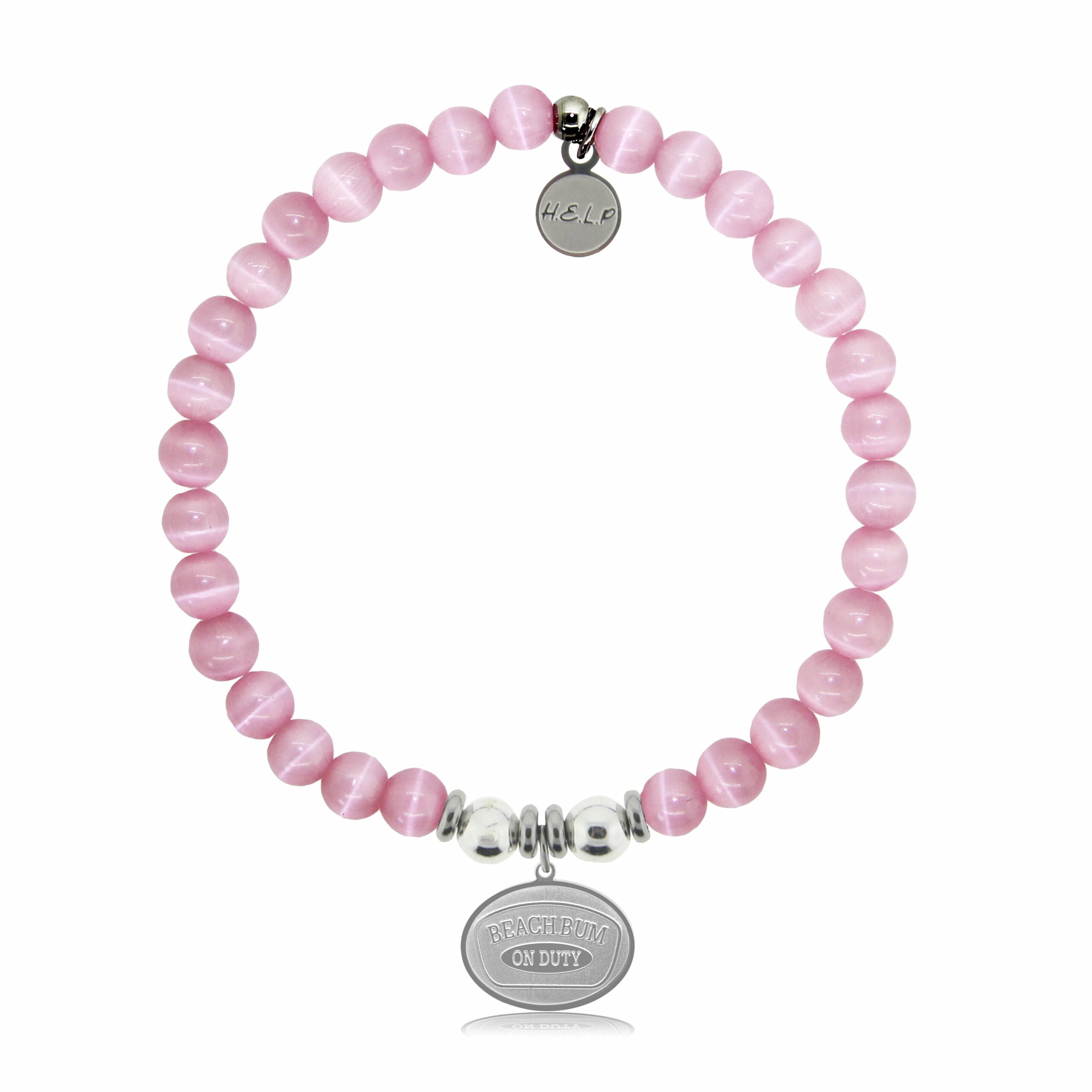 Beach Bum Charm with Pink Cats Eye Charity Bracelet