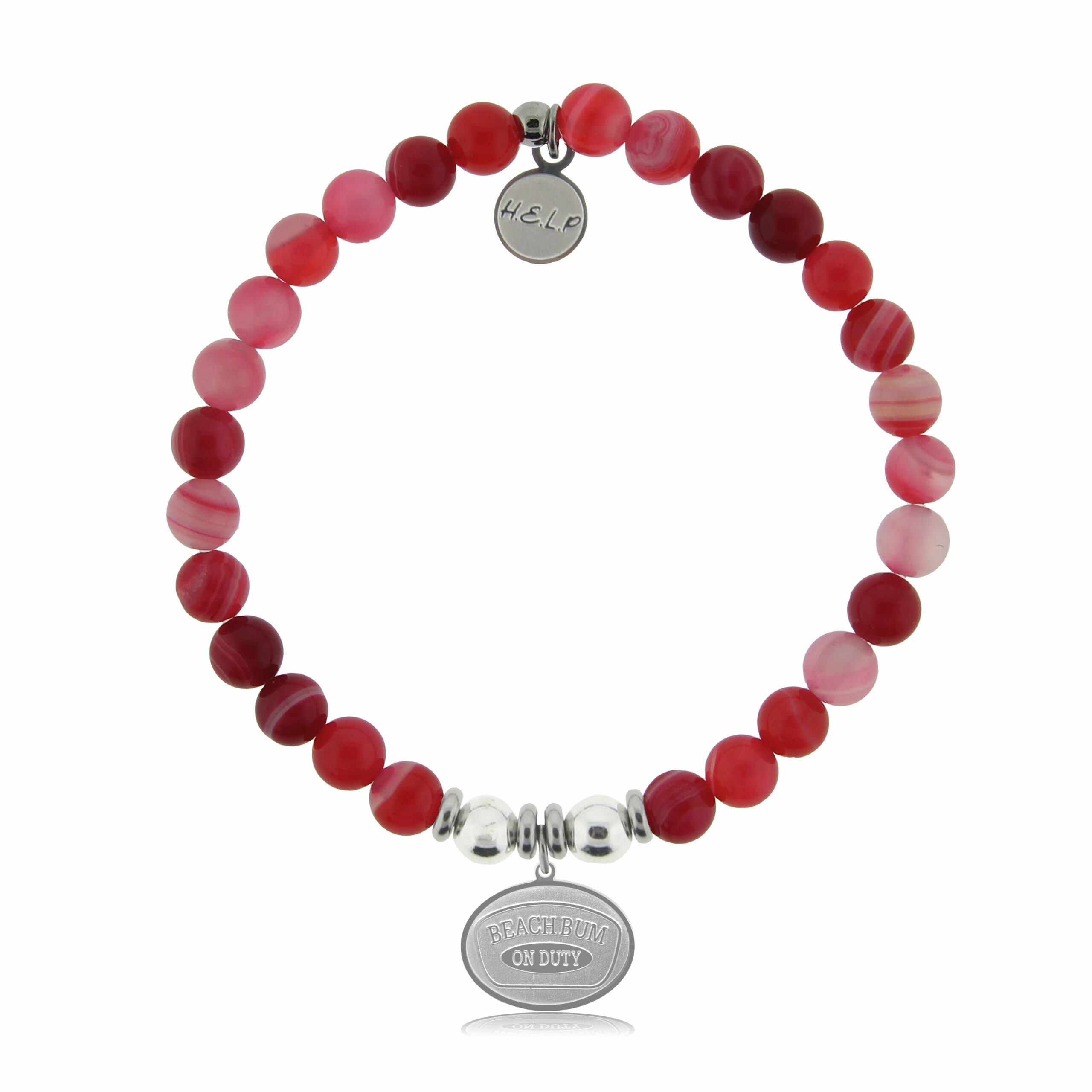 Beach Bum Charm with Red Stripe Agate Charity Bracelet