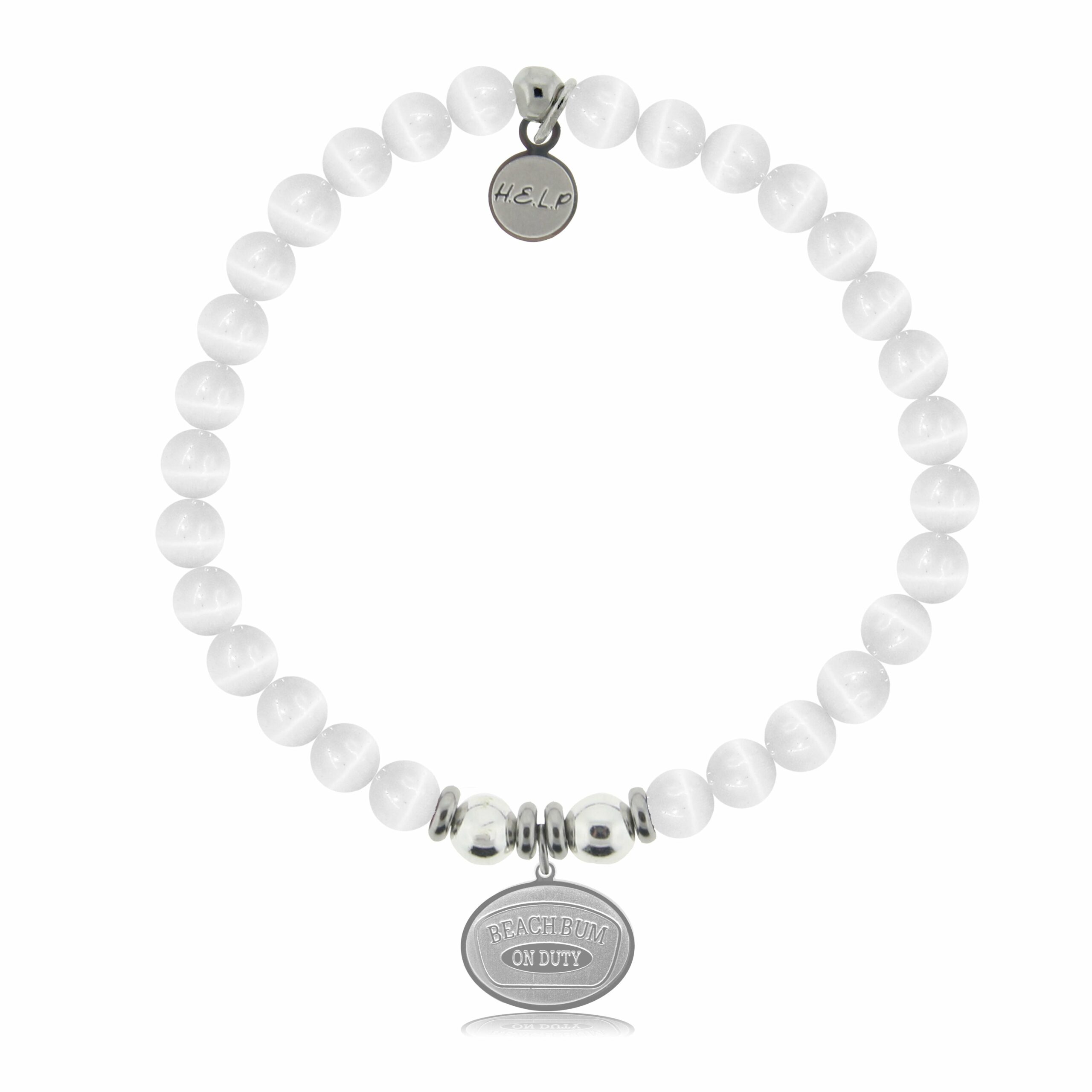 Beach Bum Charm with White Cats Eye Charity Bracelet