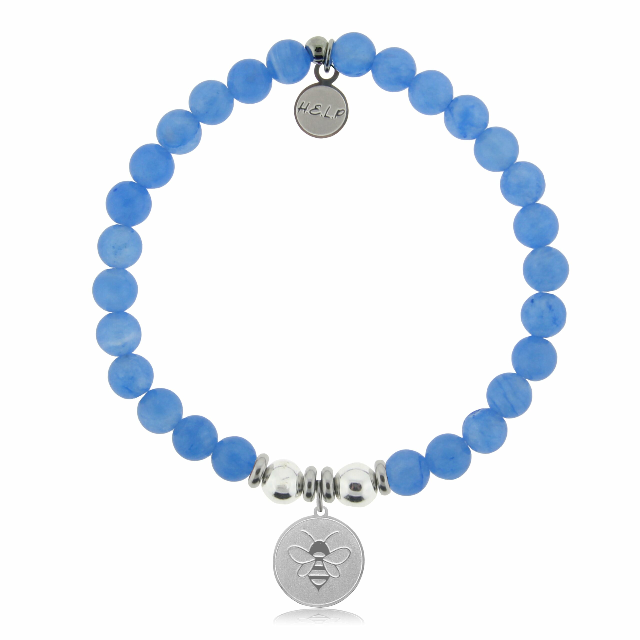 Bee Charm with Azure Blue Jade Charity Bracelet