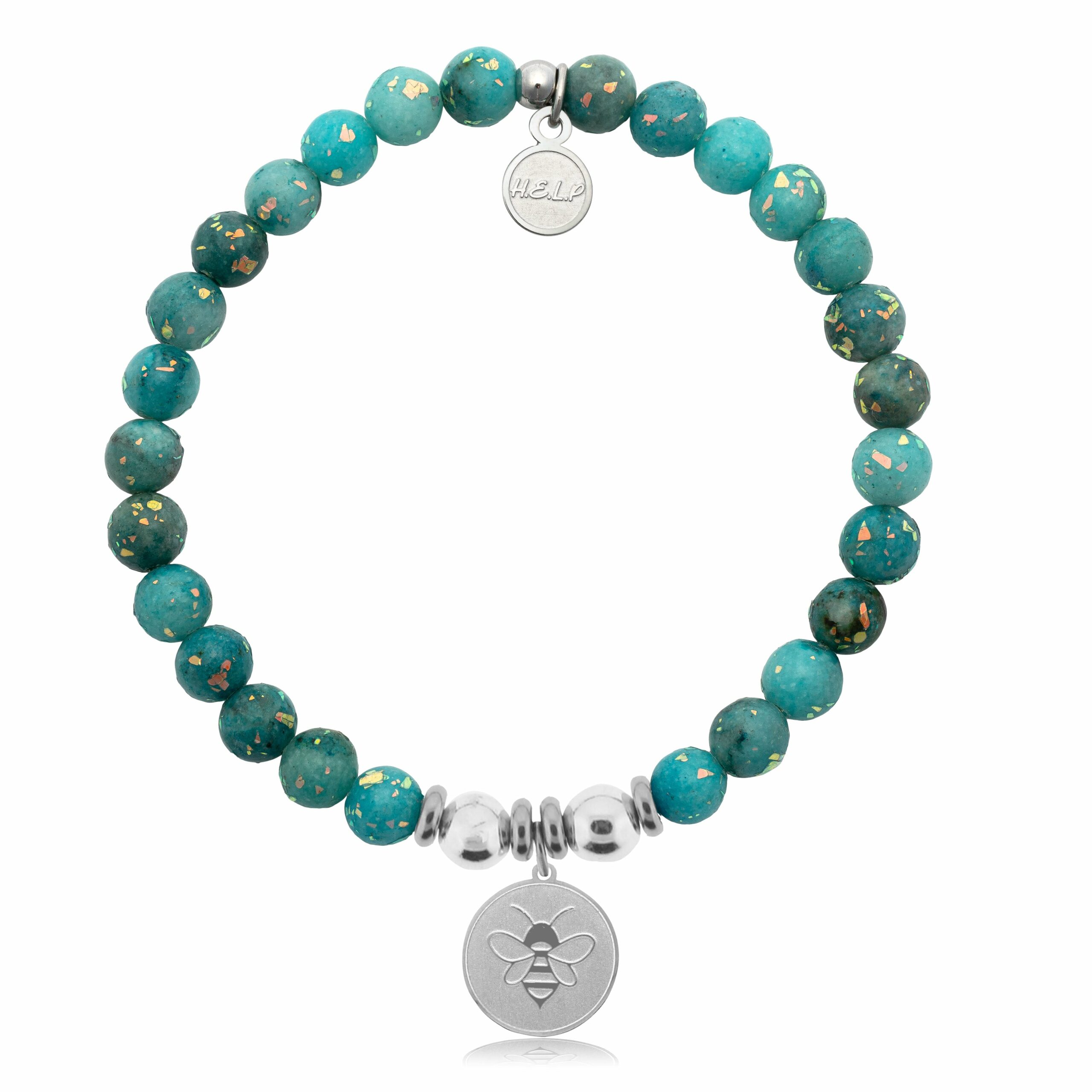 Bee Charm with Blue Opal Jade Charity Bracelet