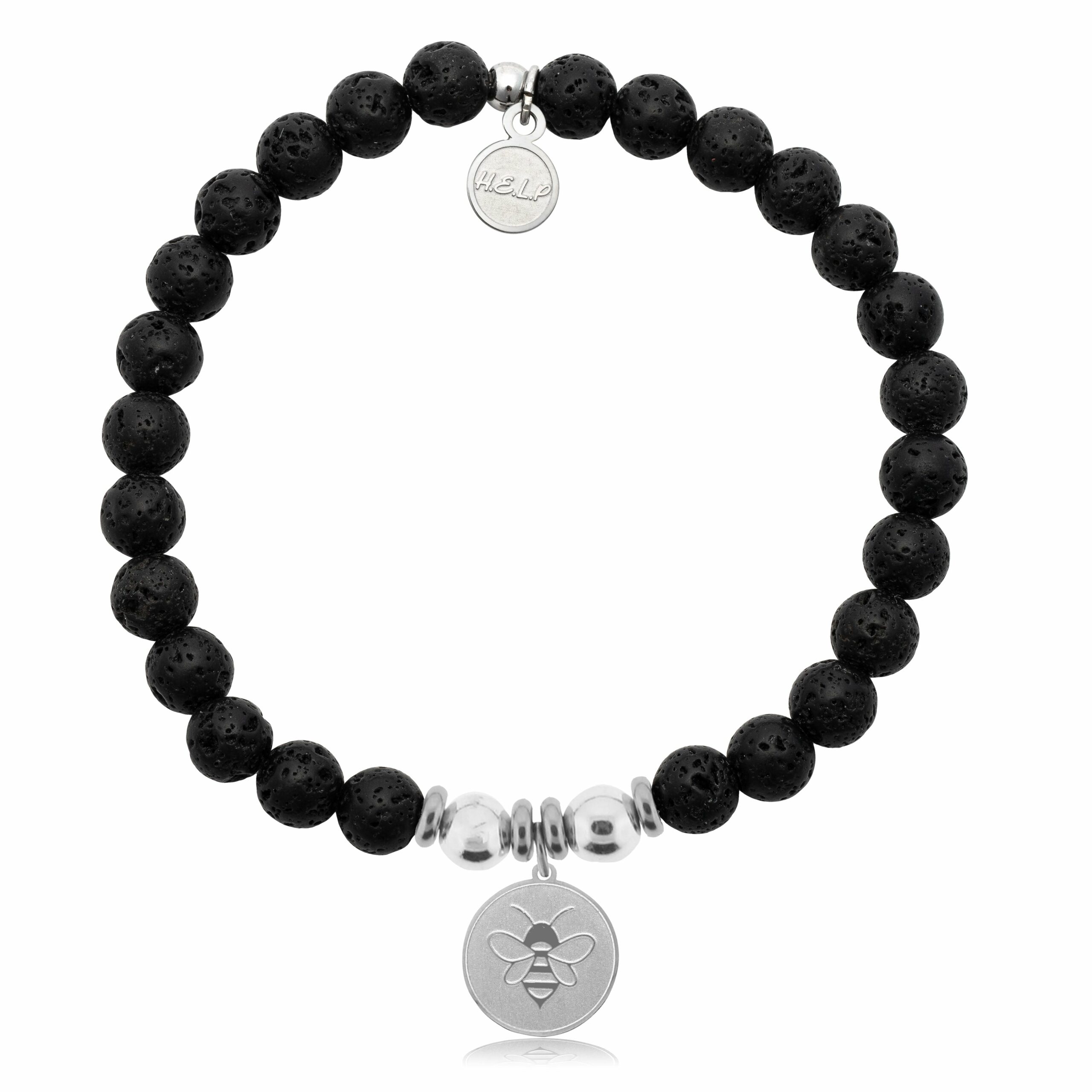 Bee Charm with Lava Rock Charity Bracelet