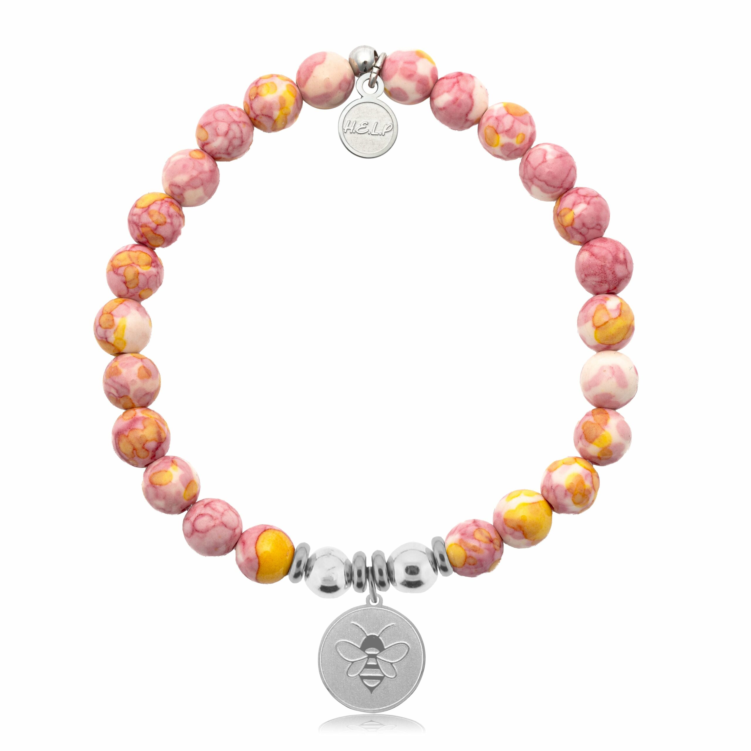 Bee Charm with Lemonade Jade Charity Bracelet