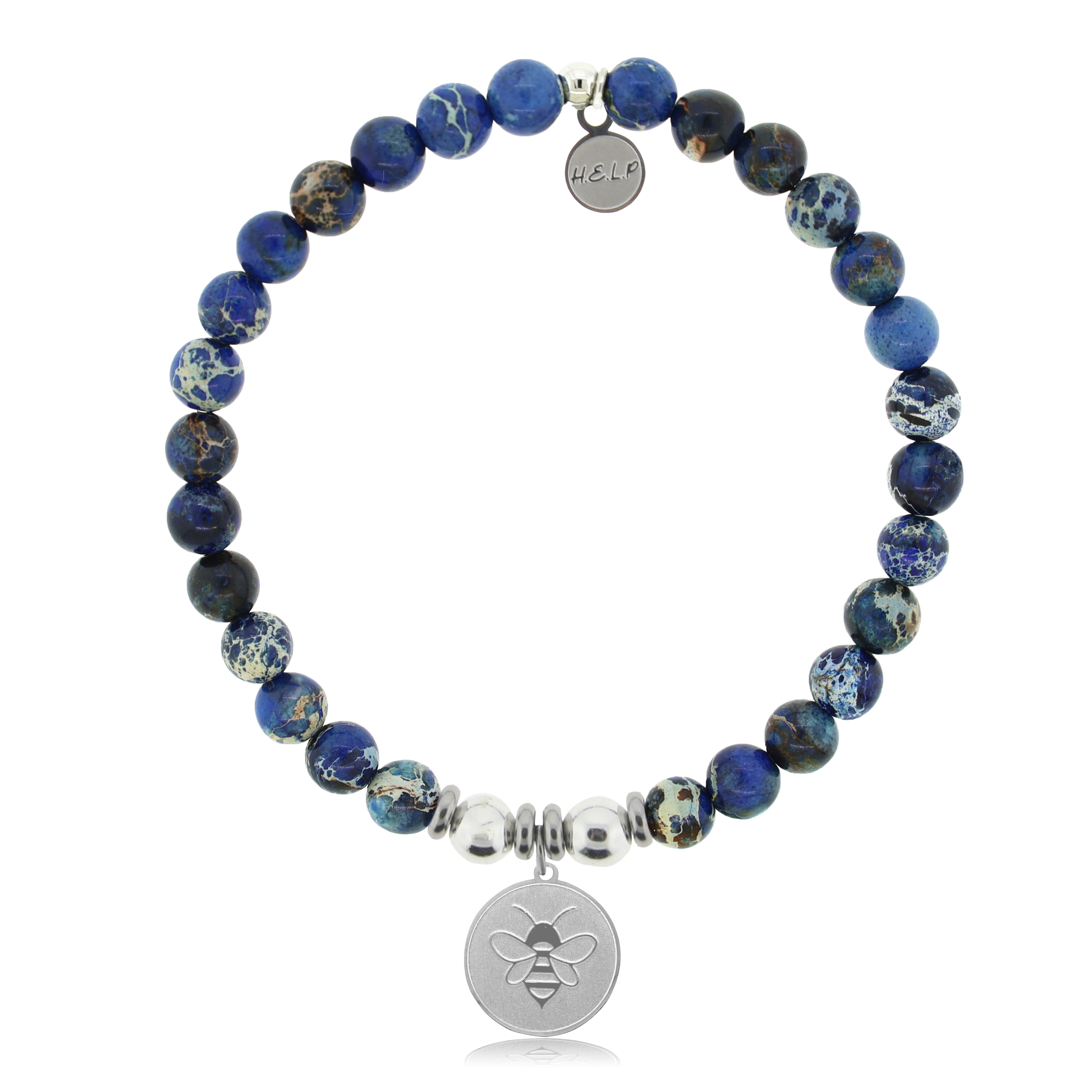 Bee Charm with Royal Blue Jasper Charity Bracelet