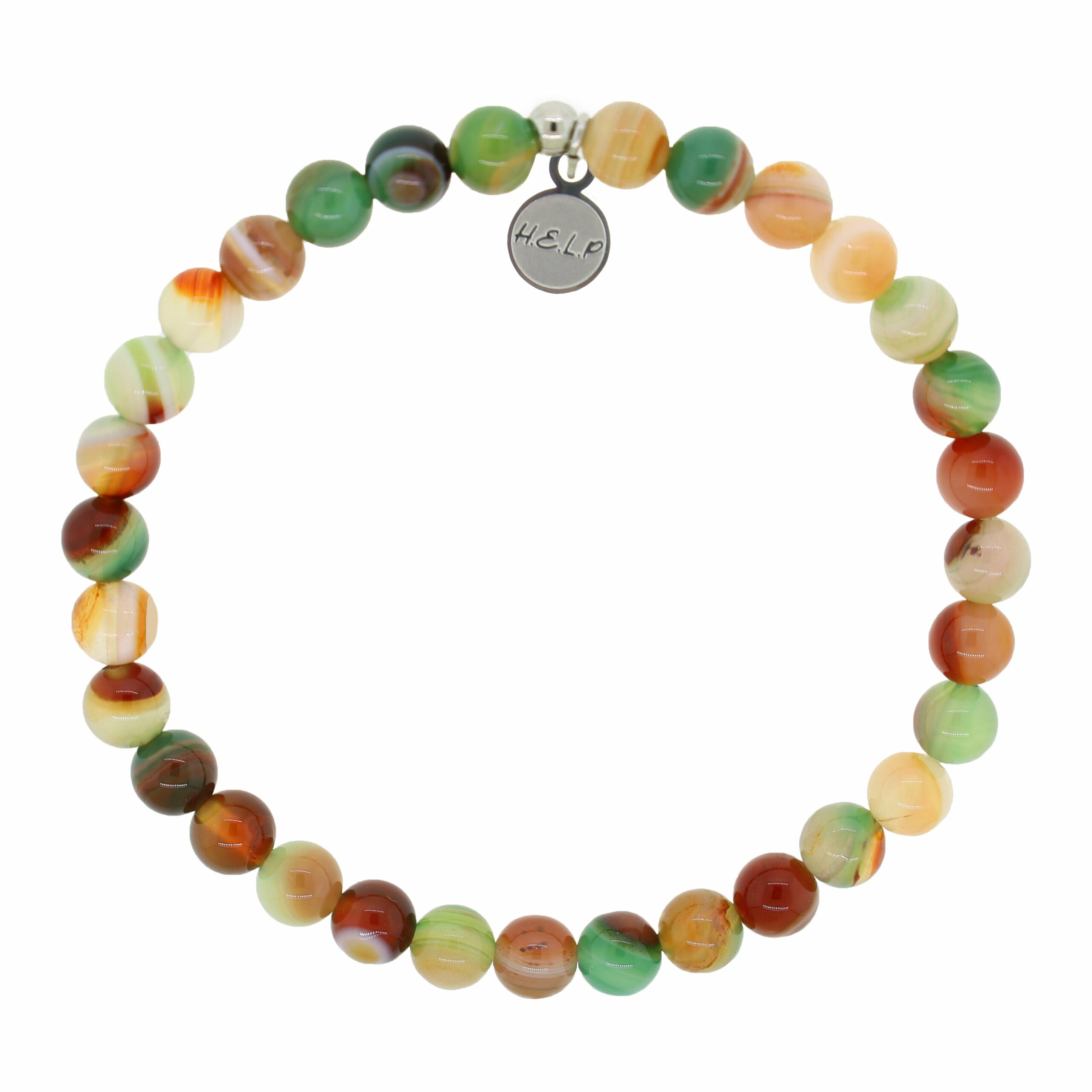 Believe in Yourself Stacker Bracelet with Multi Agate Beads