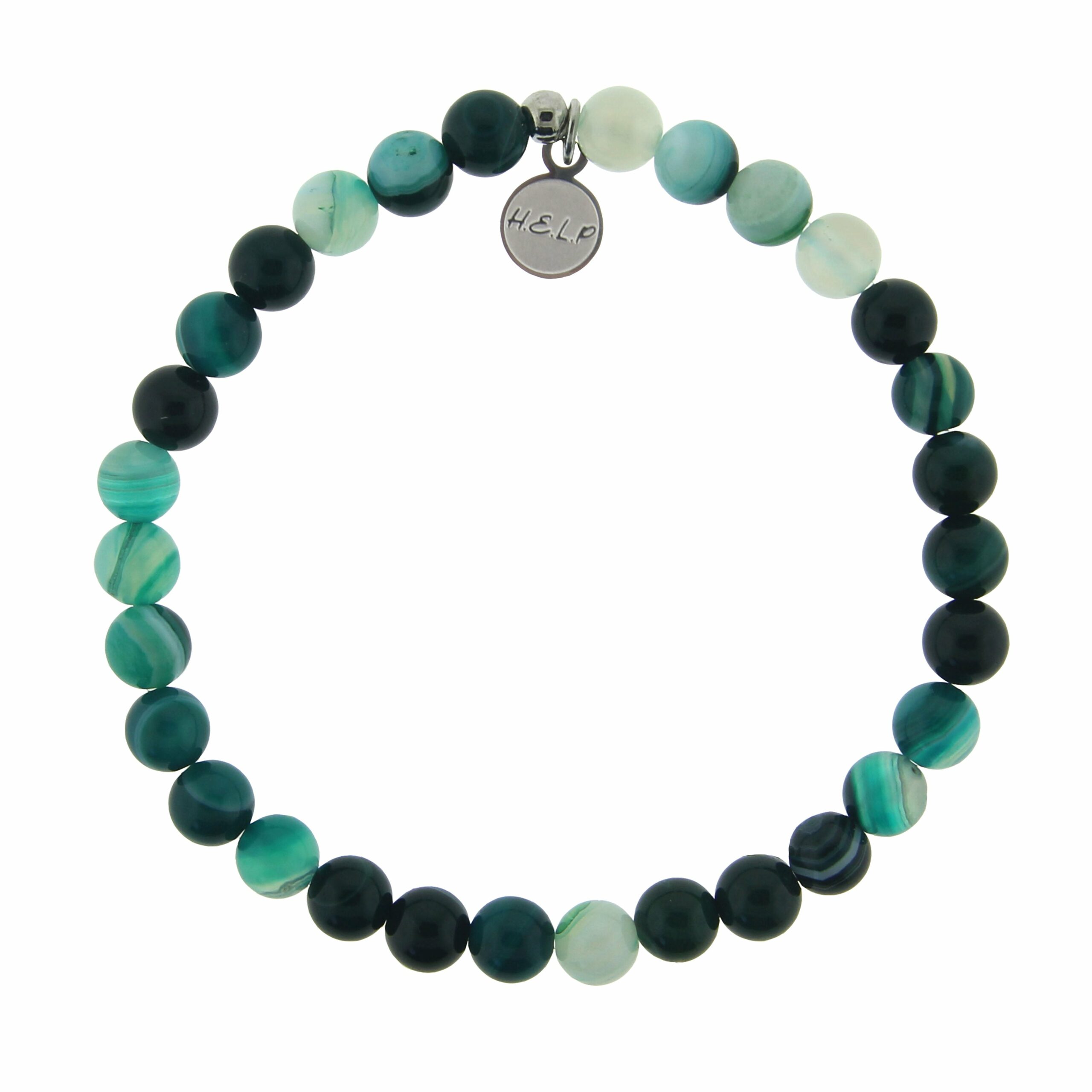 Believe Stacker Bracelet with Green Stripe Agate Beads