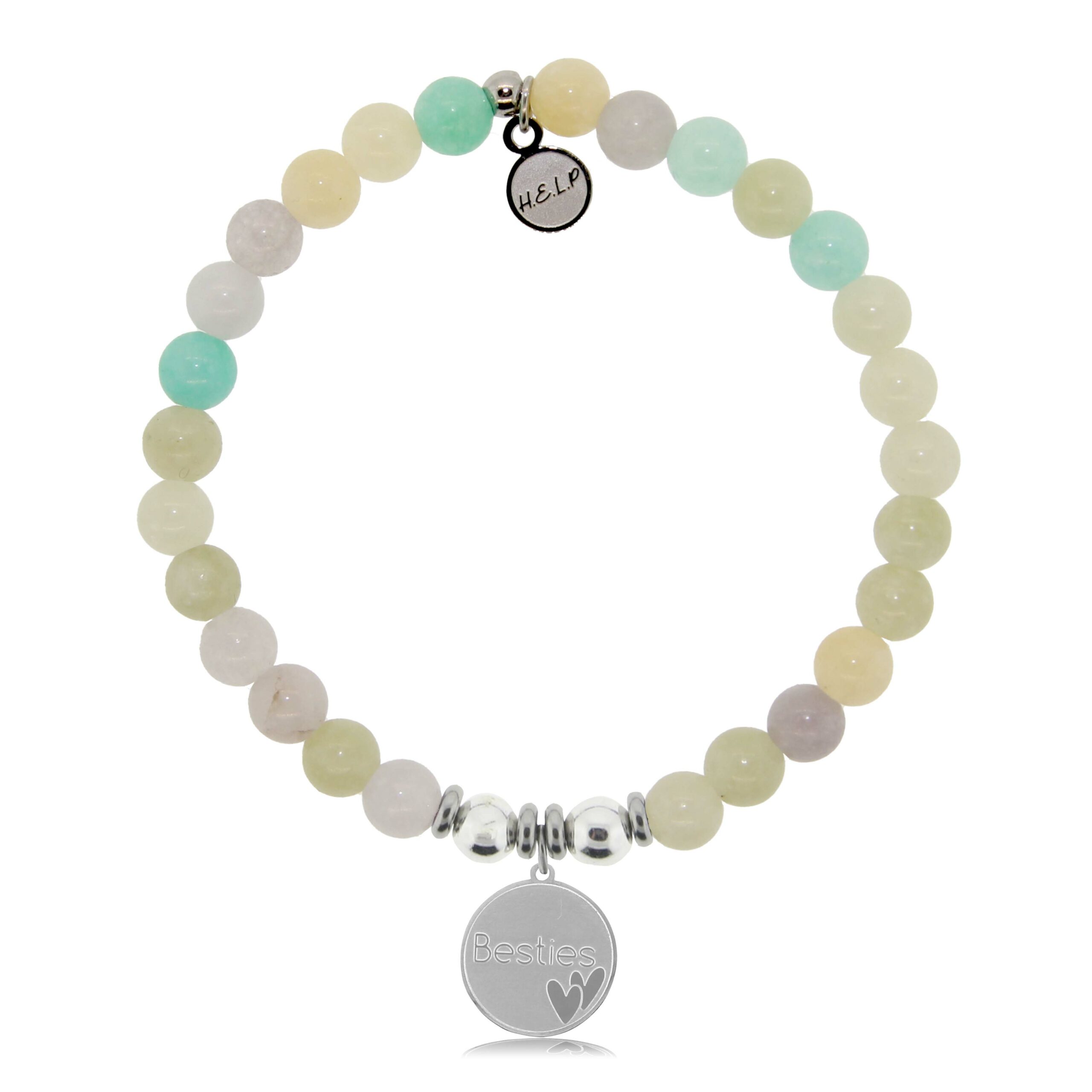 Besties Charm with Green Yellow Jade Charity Bracelet