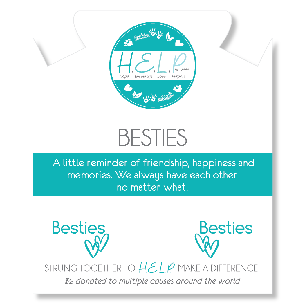 Besties Charm with Blue Glass Shimmer Charity Bracelet