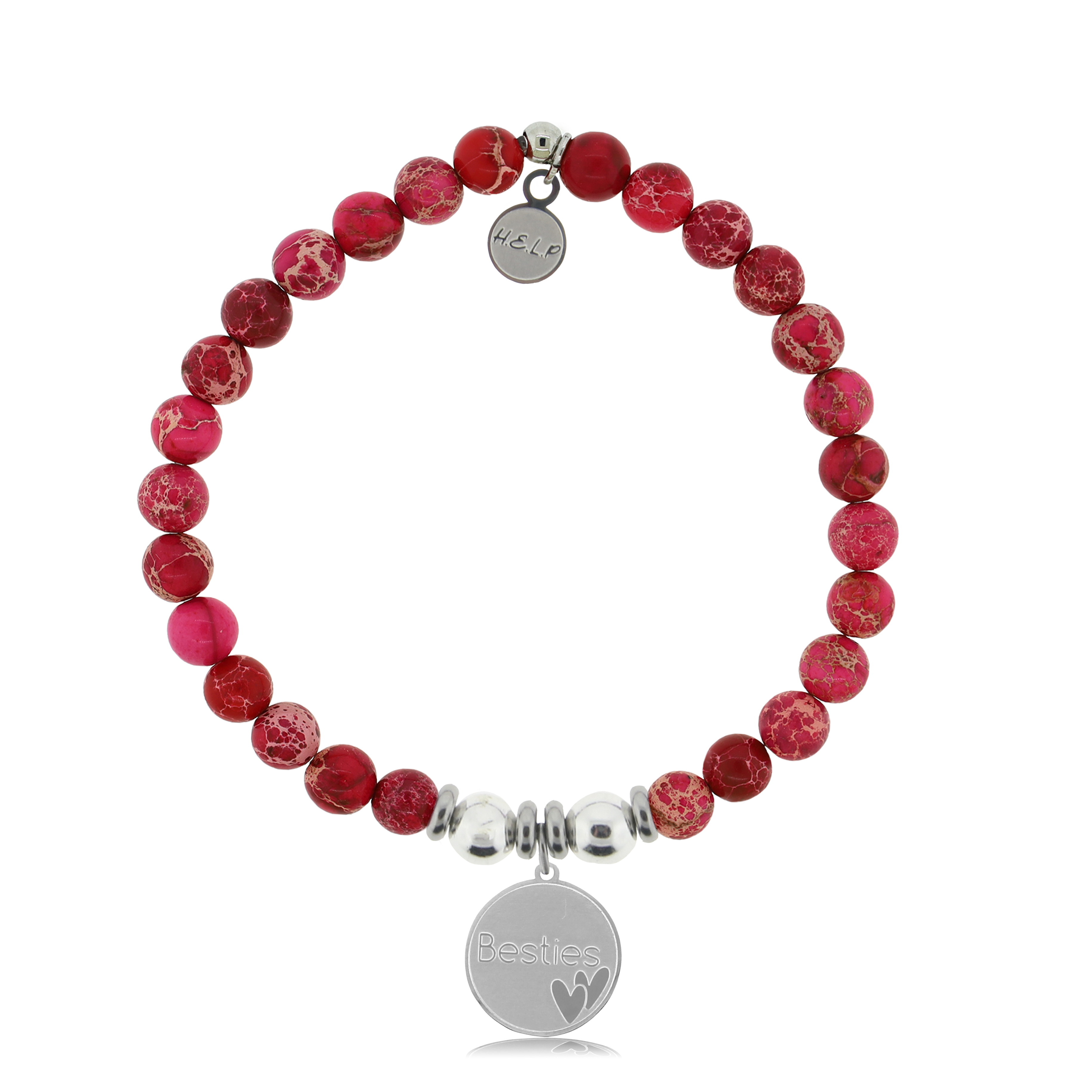 Besties Charm with Cranberry Jasper Charity Bracelet